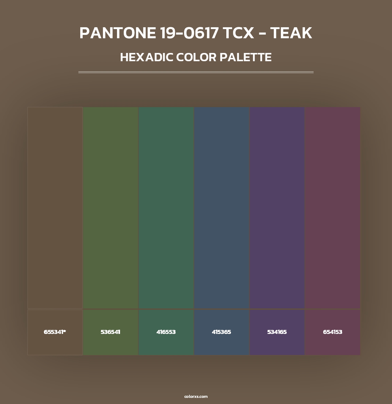 PANTONE 19-0617 TCX - Teak - Hexadic Color Palette
