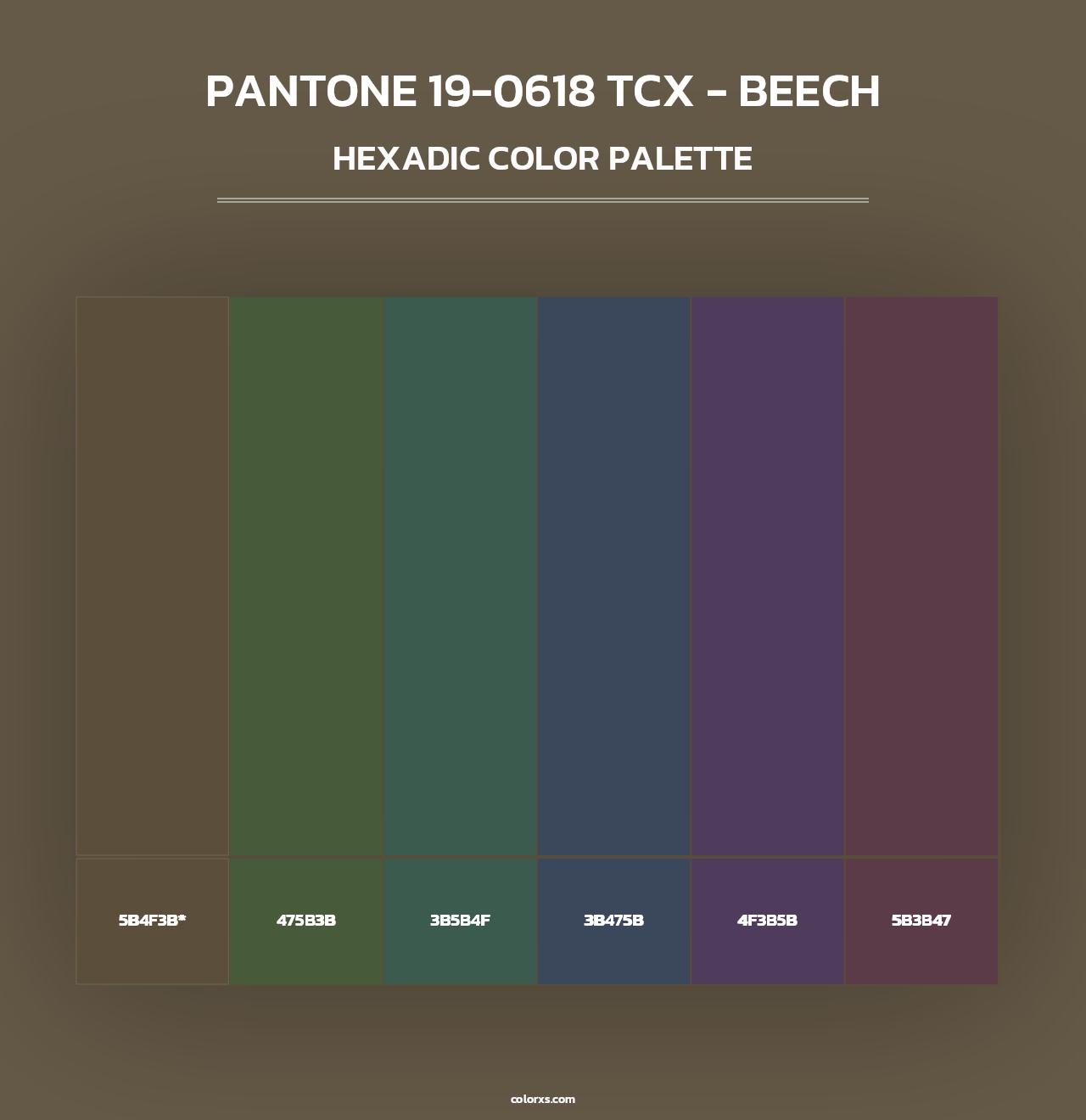 PANTONE 19-0618 TCX - Beech - Hexadic Color Palette