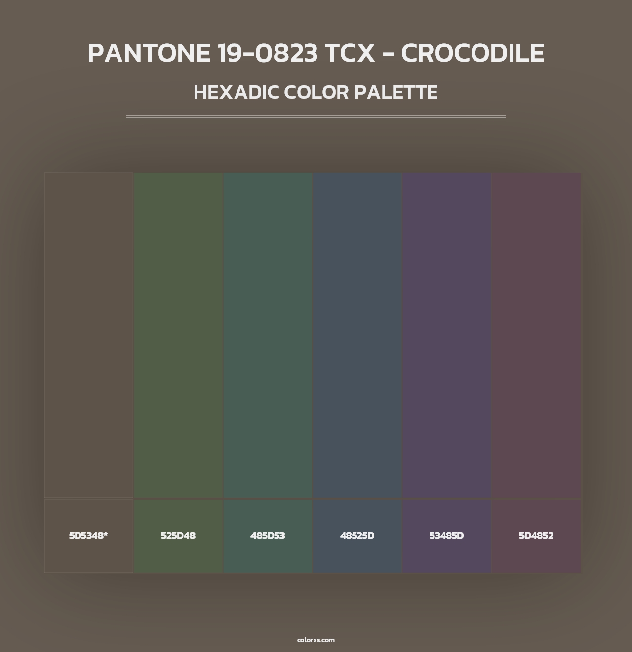 PANTONE 19-0823 TCX - Crocodile - Hexadic Color Palette