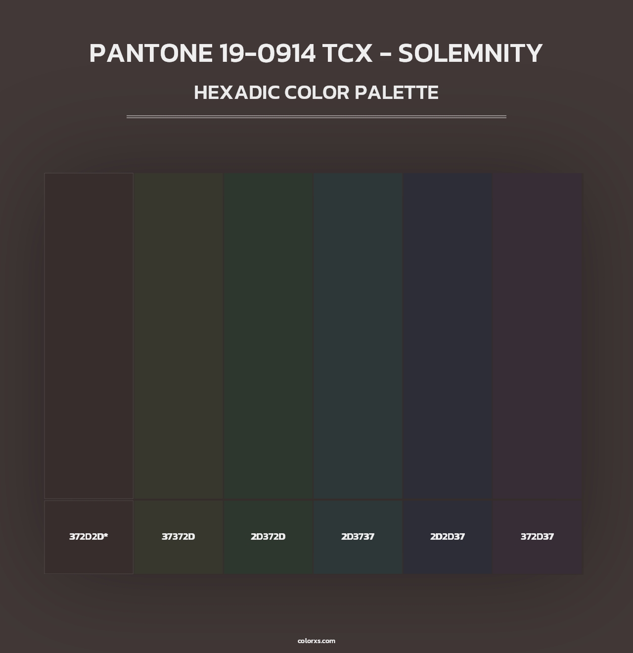 PANTONE 19-0914 TCX - Solemnity - Hexadic Color Palette