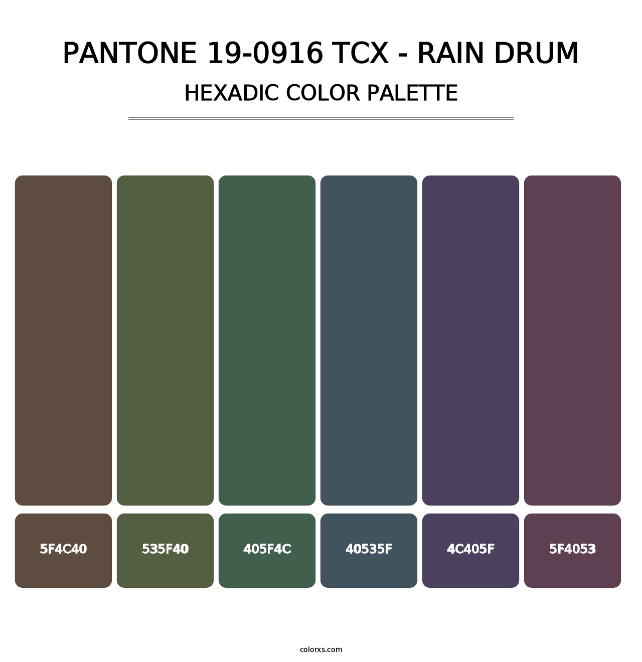 PANTONE 19-0916 TCX - Rain Drum - Hexadic Color Palette