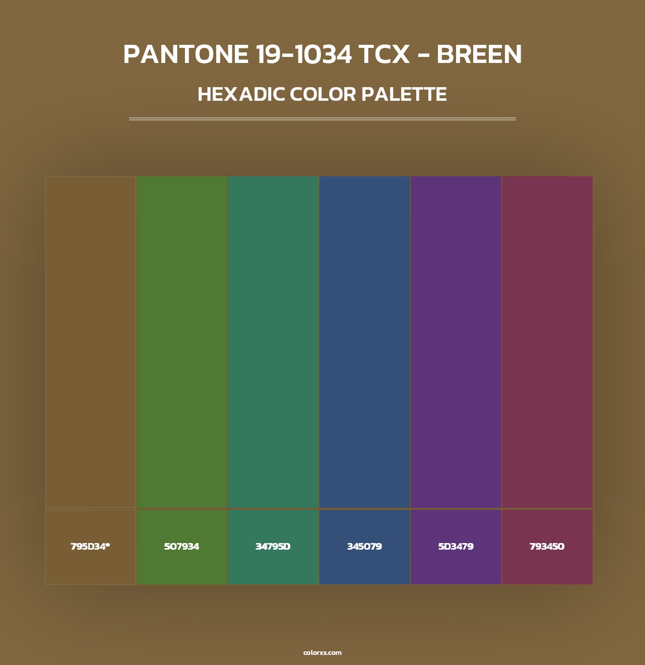 PANTONE 19-1034 TCX - Breen - Hexadic Color Palette