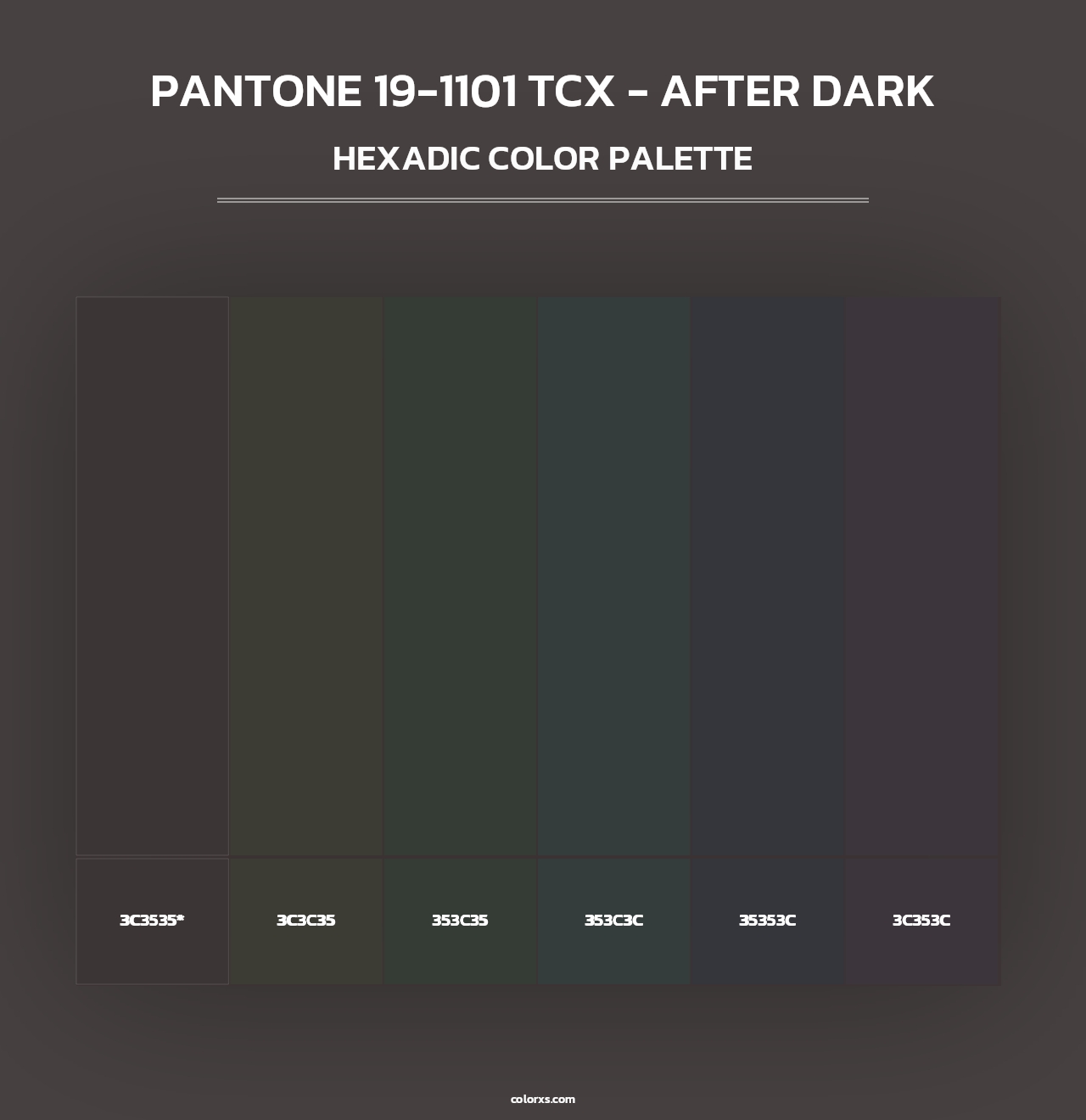 PANTONE 19-1101 TCX - After Dark - Hexadic Color Palette