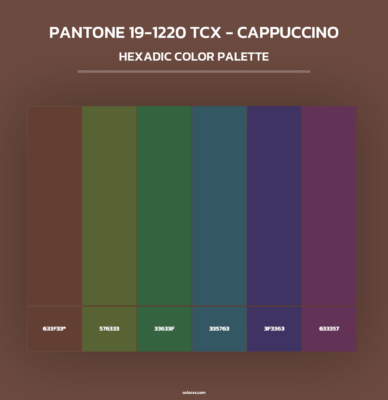 PANTONE 19-1220 TCX - Cappuccino - Hexadic Color Palette