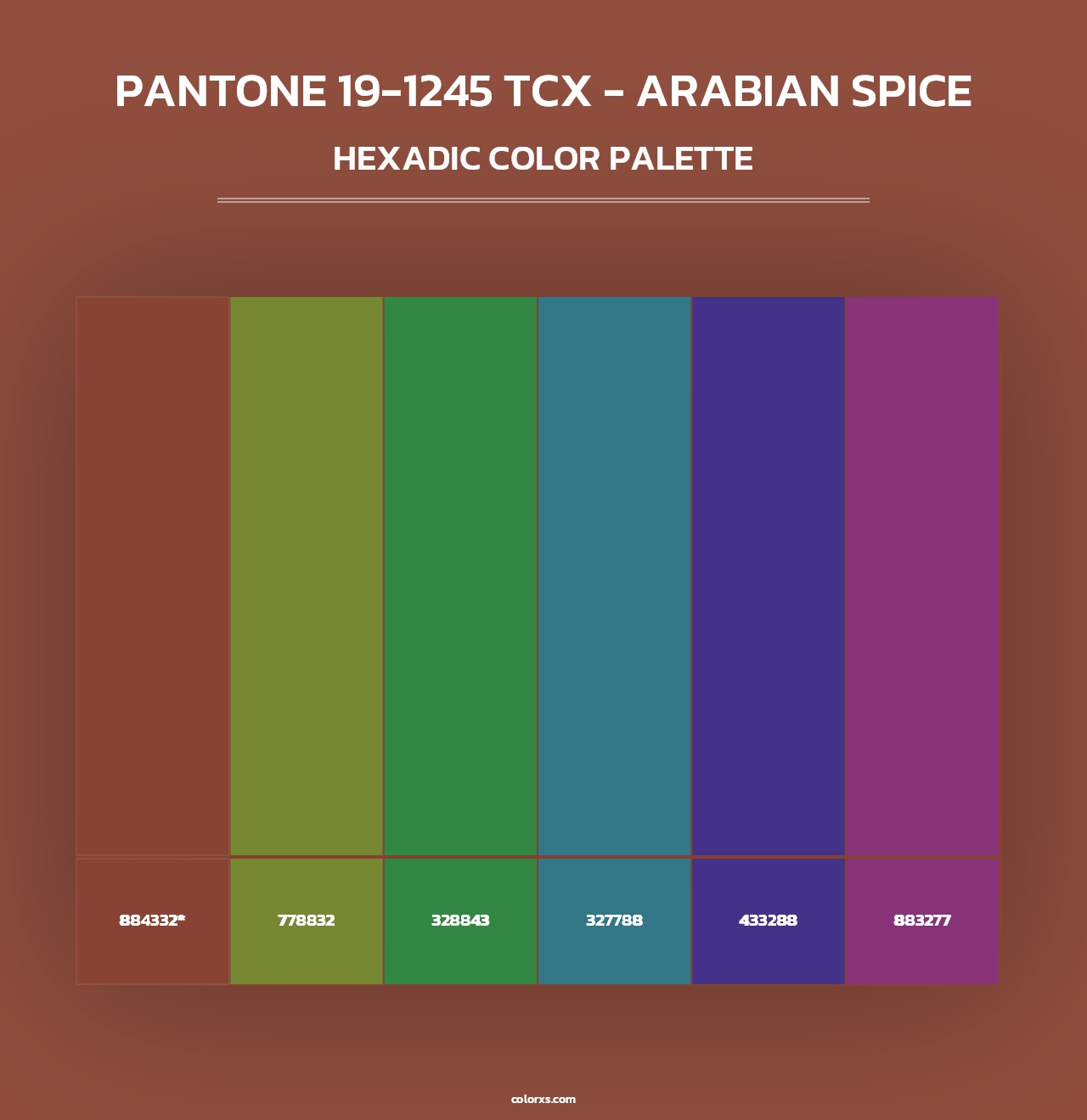 PANTONE 19-1245 TCX - Arabian Spice - Hexadic Color Palette