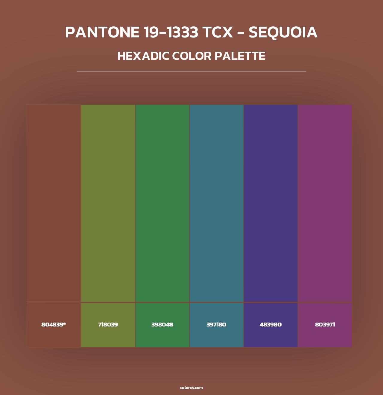 PANTONE 19-1333 TCX - Sequoia - Hexadic Color Palette