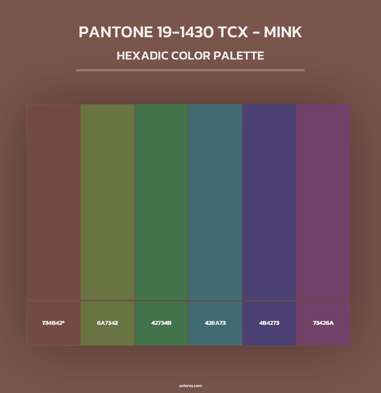 PANTONE 19-1430 TCX - Mink - Hexadic Color Palette