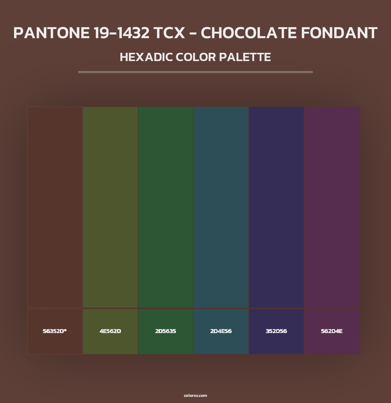 PANTONE 19-1432 TCX - Chocolate Fondant - Hexadic Color Palette