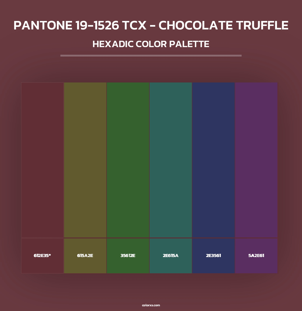 PANTONE 19-1526 TCX - Chocolate Truffle - Hexadic Color Palette