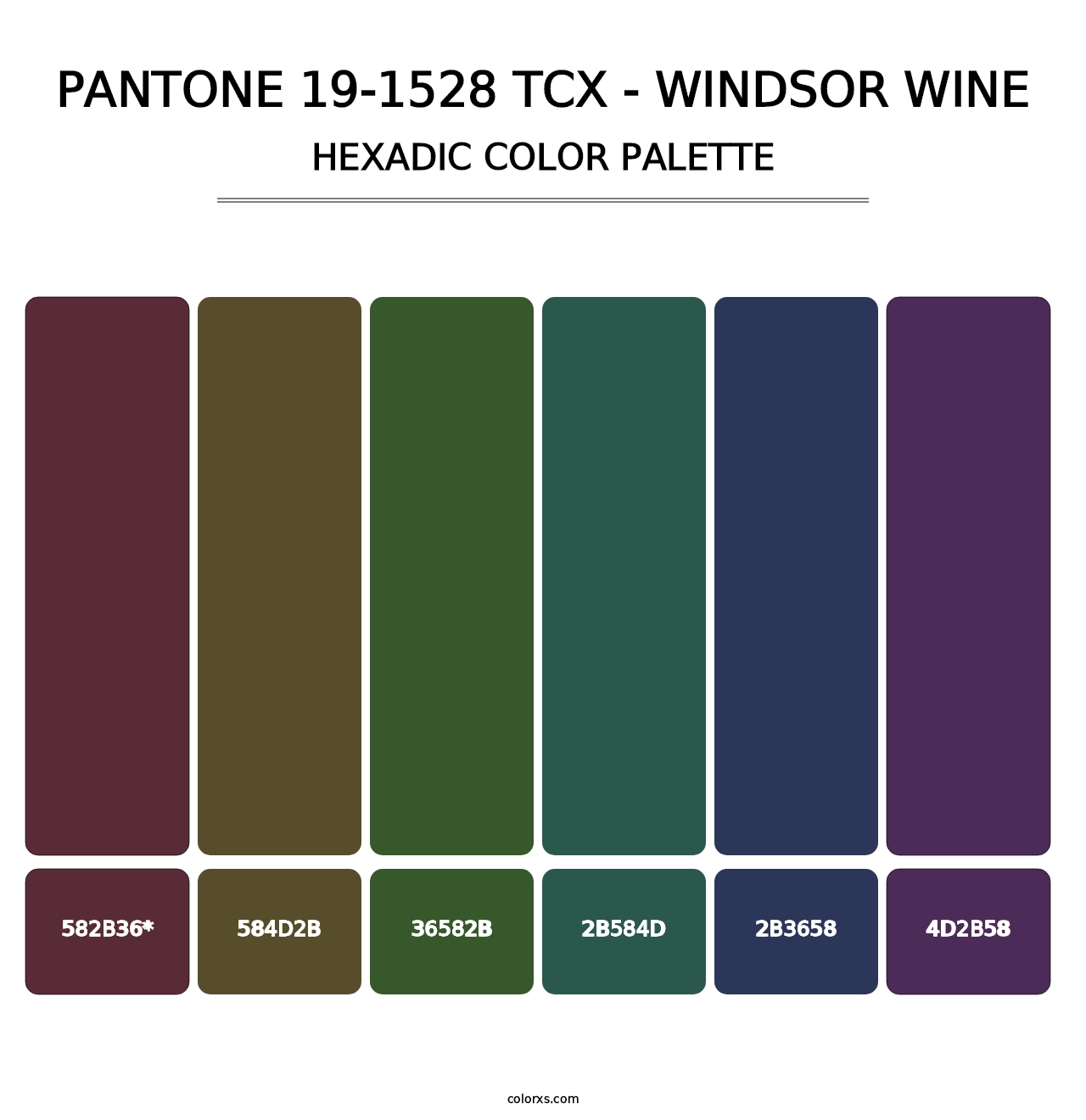 PANTONE 19-1528 TCX - Windsor Wine - Hexadic Color Palette