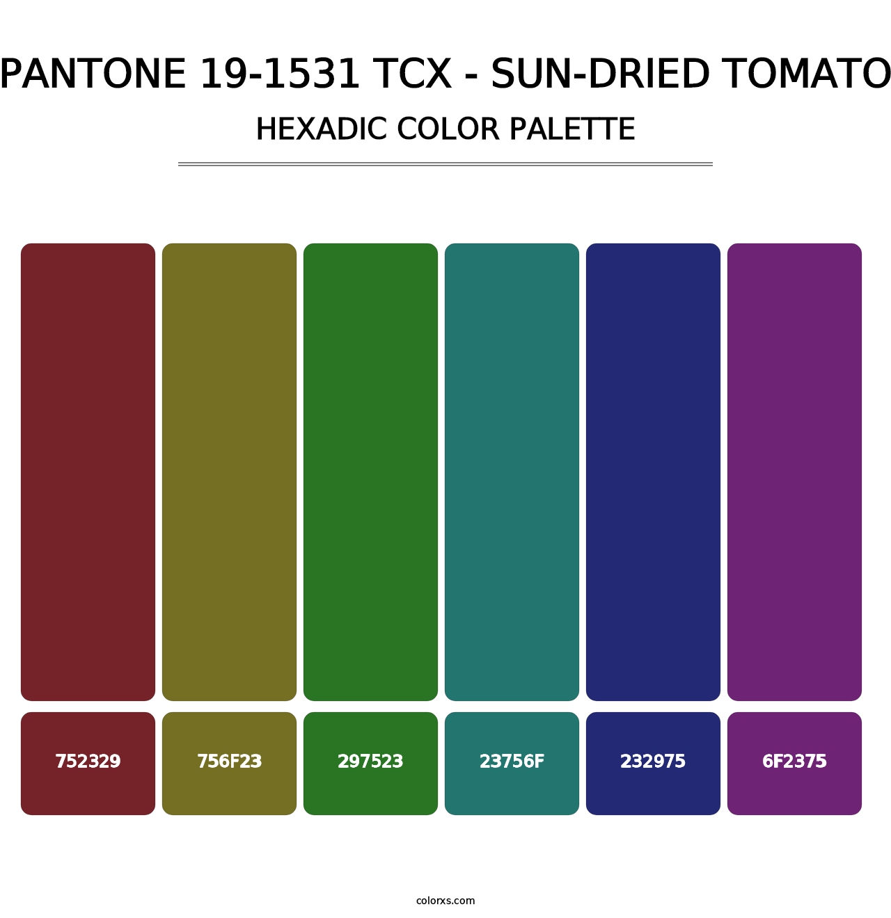 PANTONE 19-1531 TCX - Sun-Dried Tomato - Hexadic Color Palette