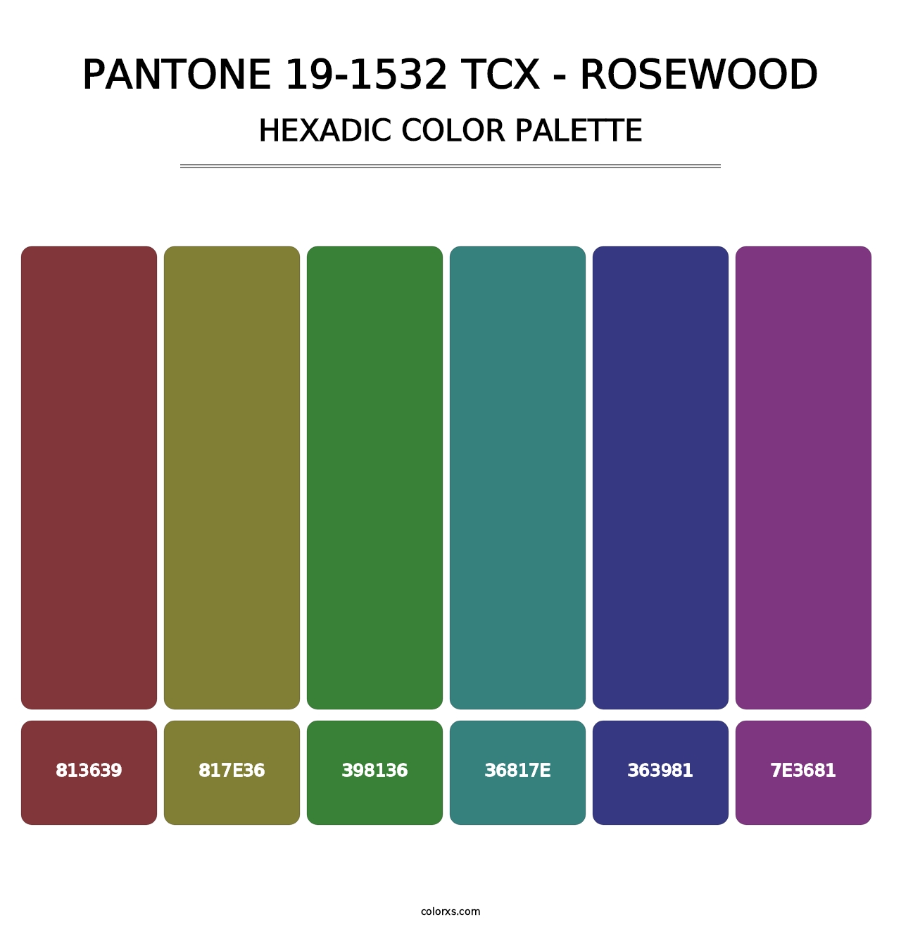 PANTONE 19-1532 TCX - Rosewood - Hexadic Color Palette