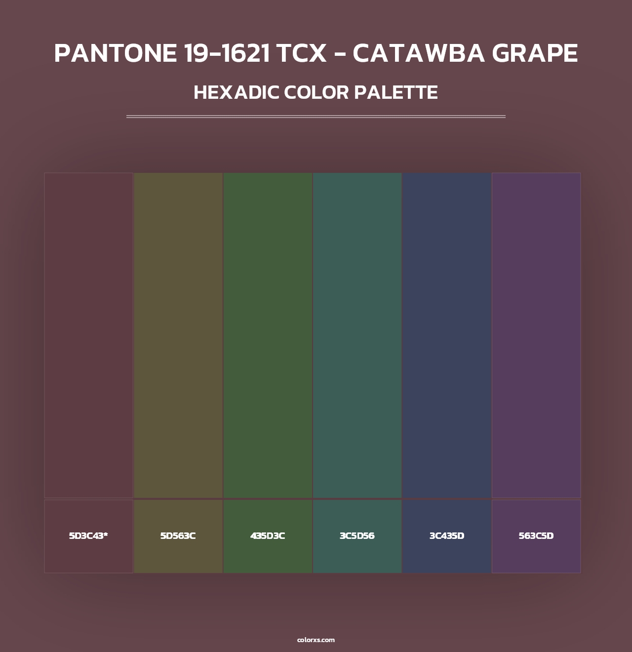 PANTONE 19-1621 TCX - Catawba Grape - Hexadic Color Palette