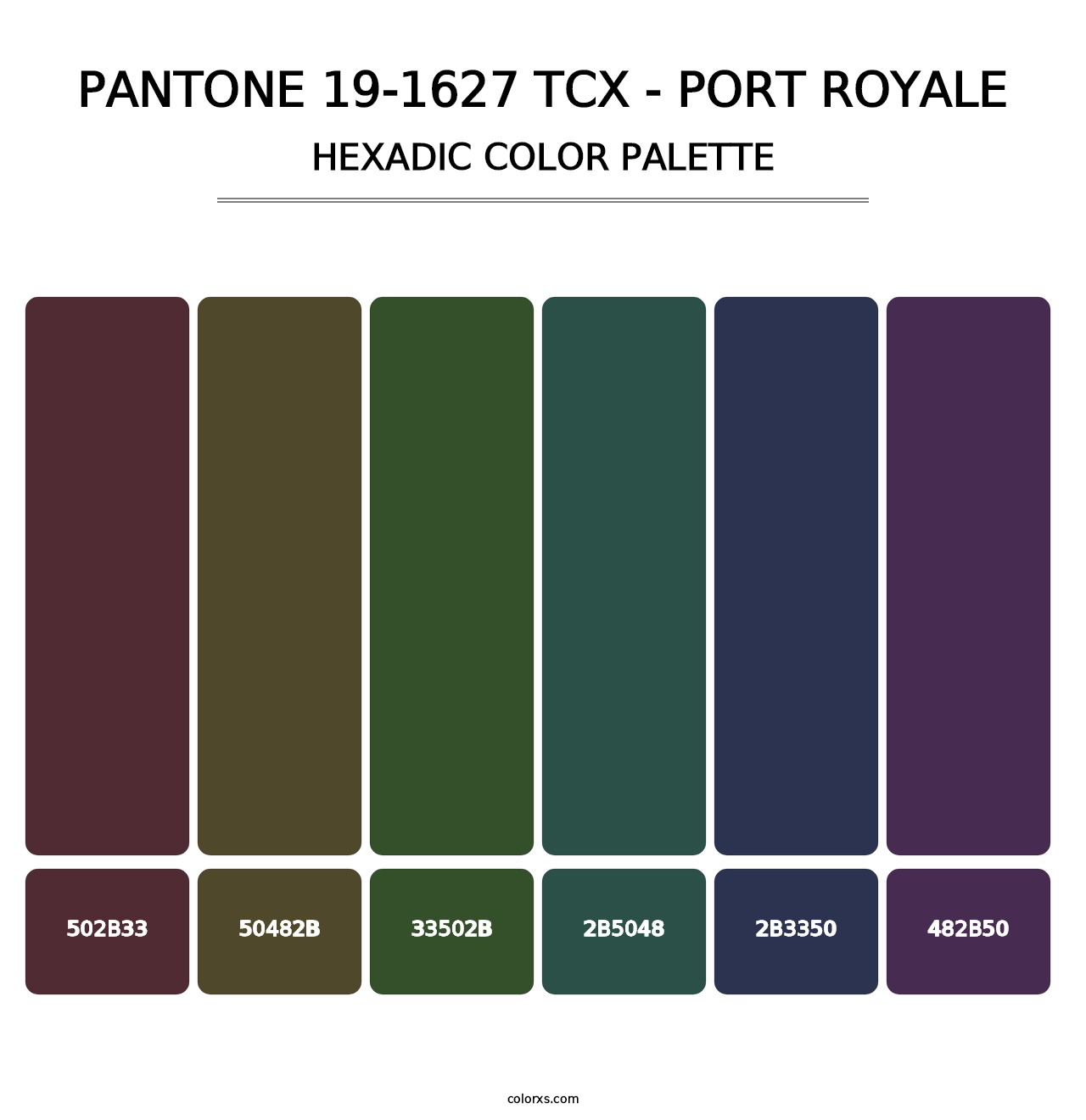 PANTONE 19-1627 TCX - Port Royale - Hexadic Color Palette