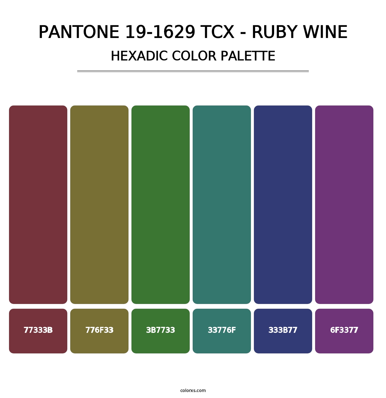 PANTONE 19-1629 TCX - Ruby Wine - Hexadic Color Palette