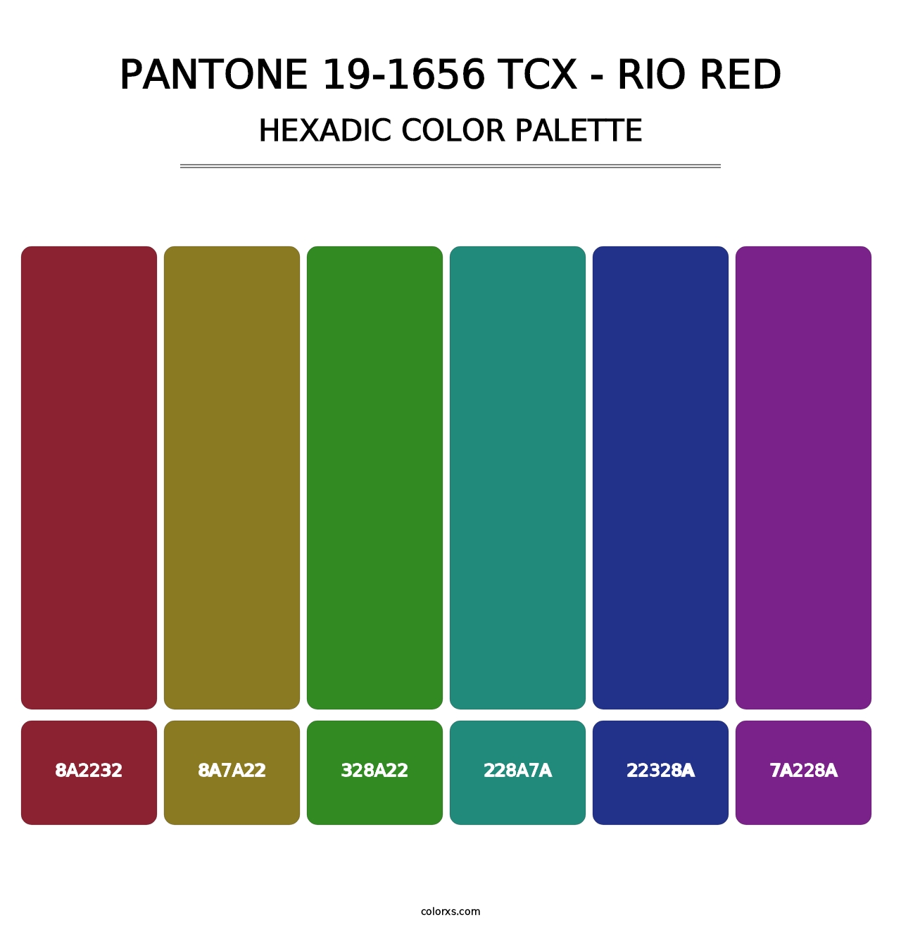PANTONE 19-1656 TCX - Rio Red - Hexadic Color Palette