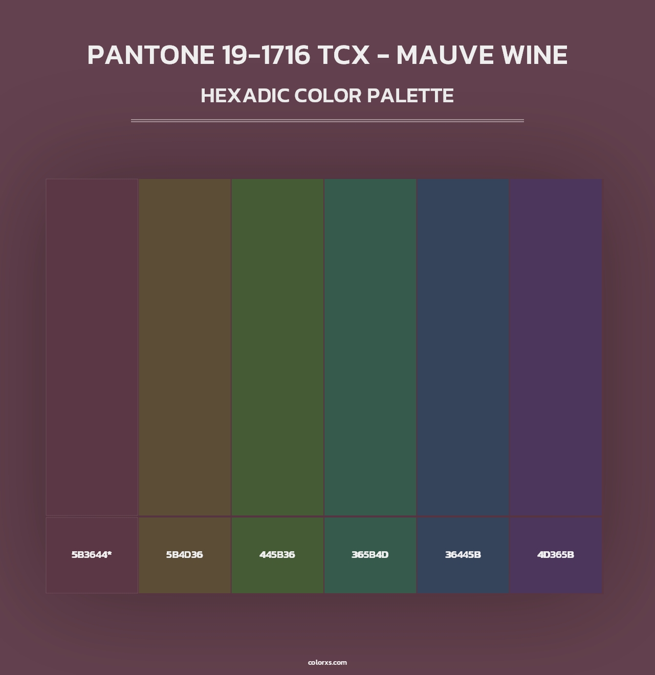 PANTONE 19-1716 TCX - Mauve Wine - Hexadic Color Palette