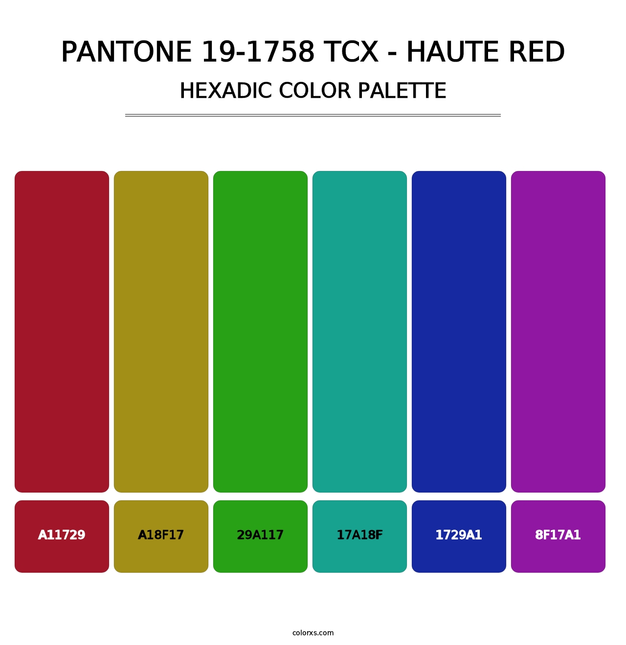 PANTONE 19-1758 TCX - Haute Red - Hexadic Color Palette