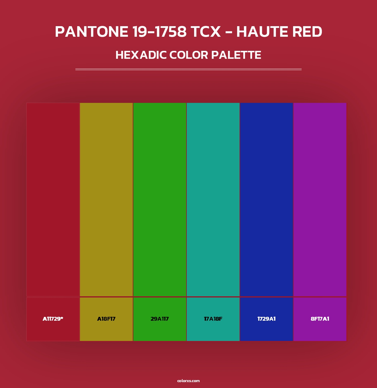 PANTONE 19-1758 TCX - Haute Red - Hexadic Color Palette