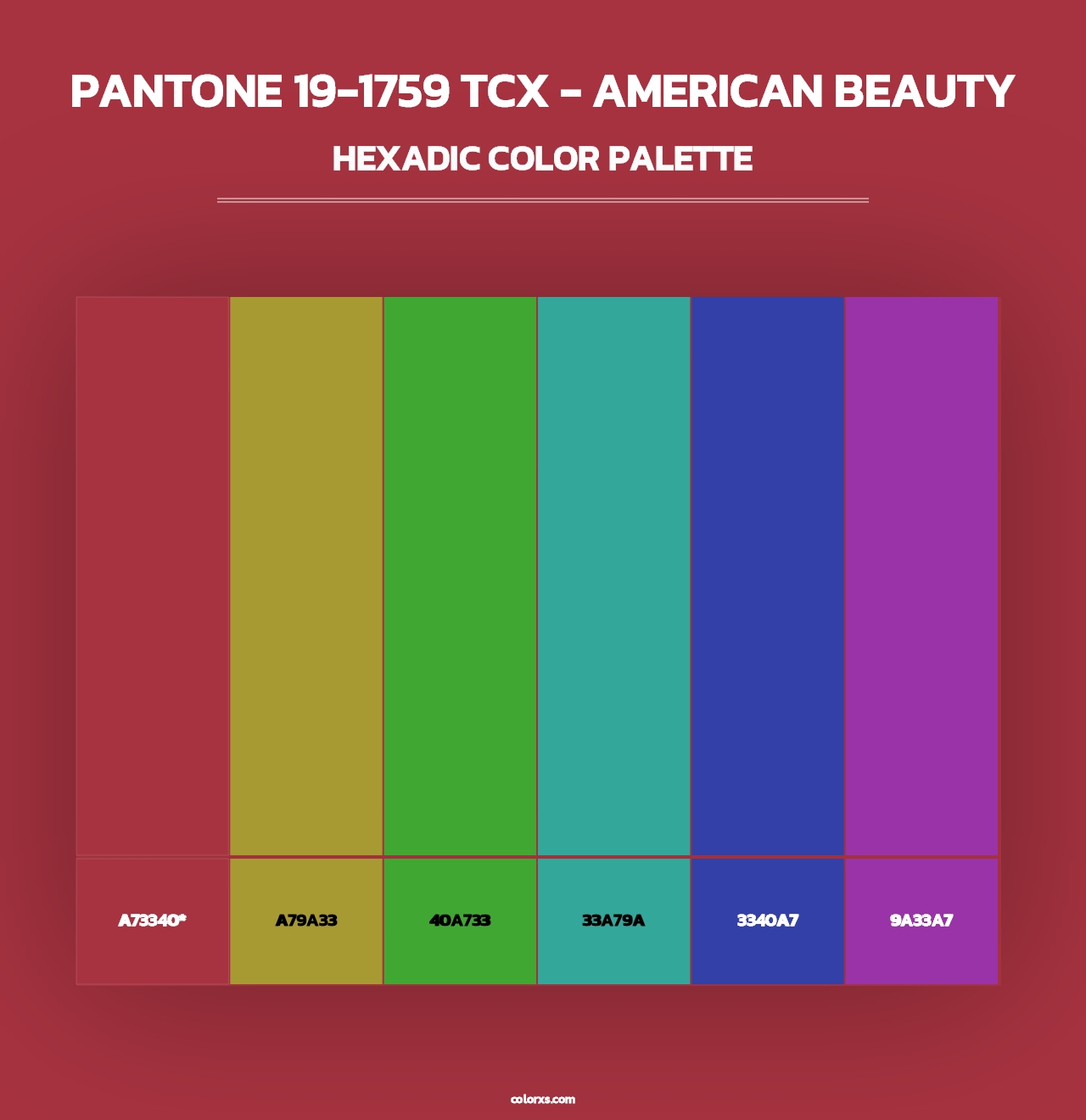 PANTONE 19-1759 TCX - American Beauty - Hexadic Color Palette