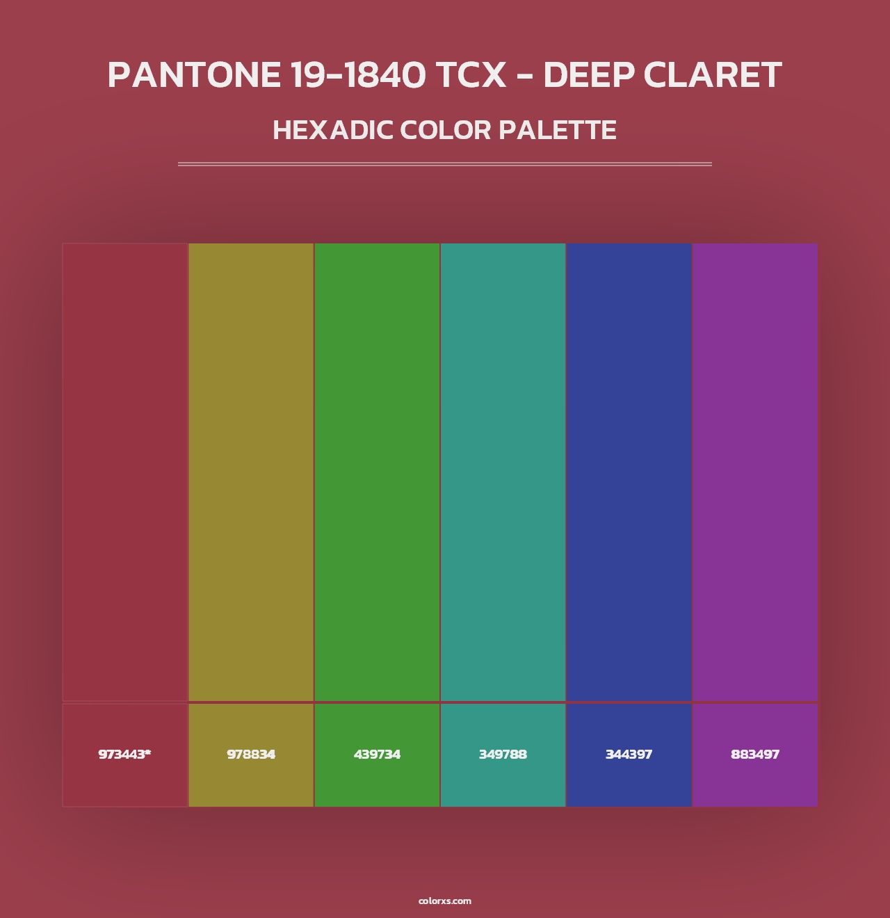 PANTONE 19-1840 TCX - Deep Claret - Hexadic Color Palette