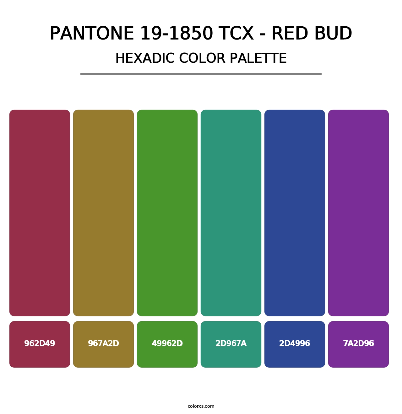 PANTONE 19-1850 TCX - Red Bud - Hexadic Color Palette