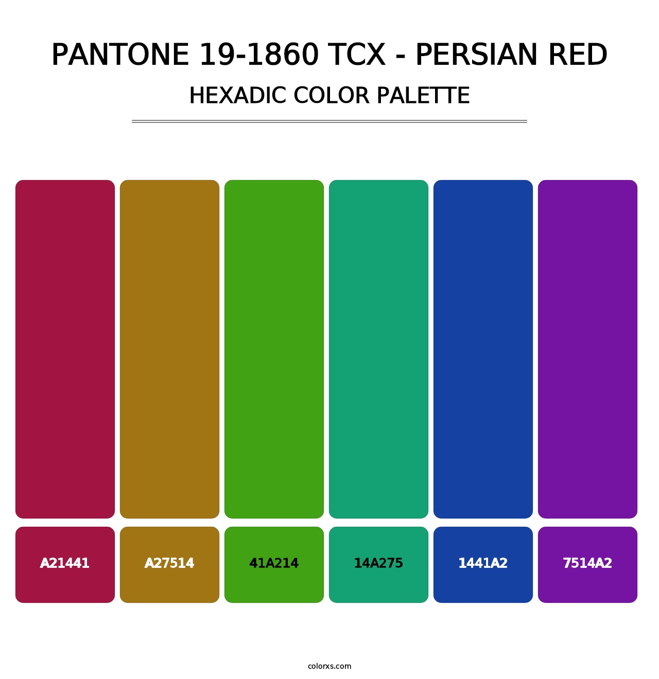 PANTONE 19-1860 TCX - Persian Red - Hexadic Color Palette