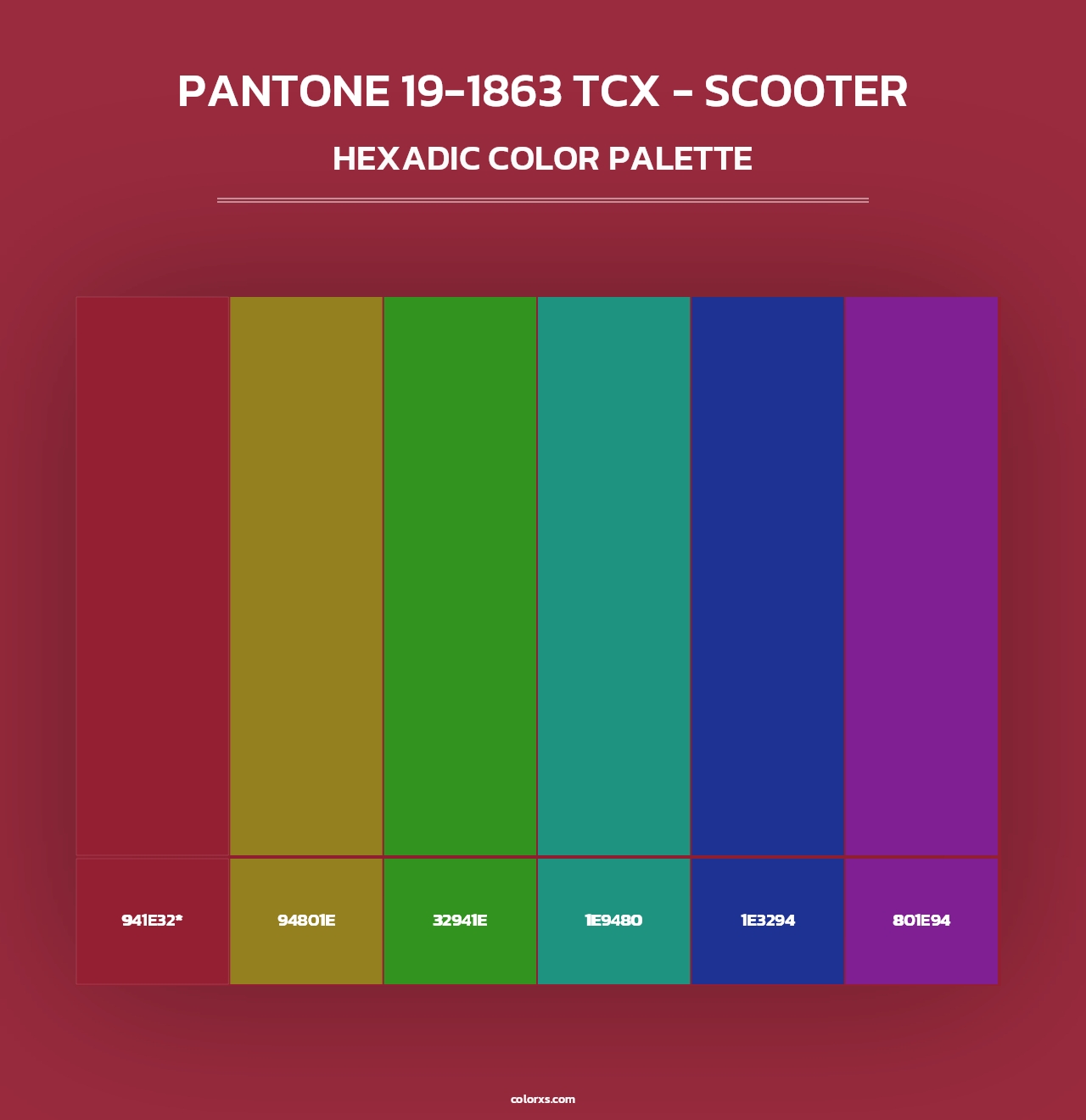 PANTONE 19-1863 TCX - Scooter - Hexadic Color Palette