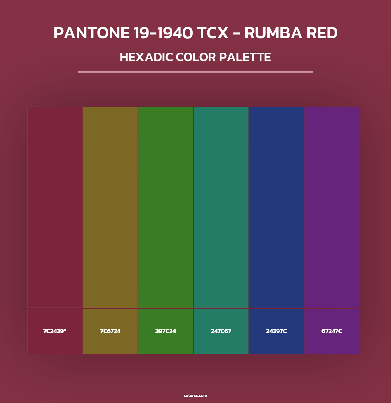 PANTONE 19-1940 TCX - Rumba Red - Hexadic Color Palette