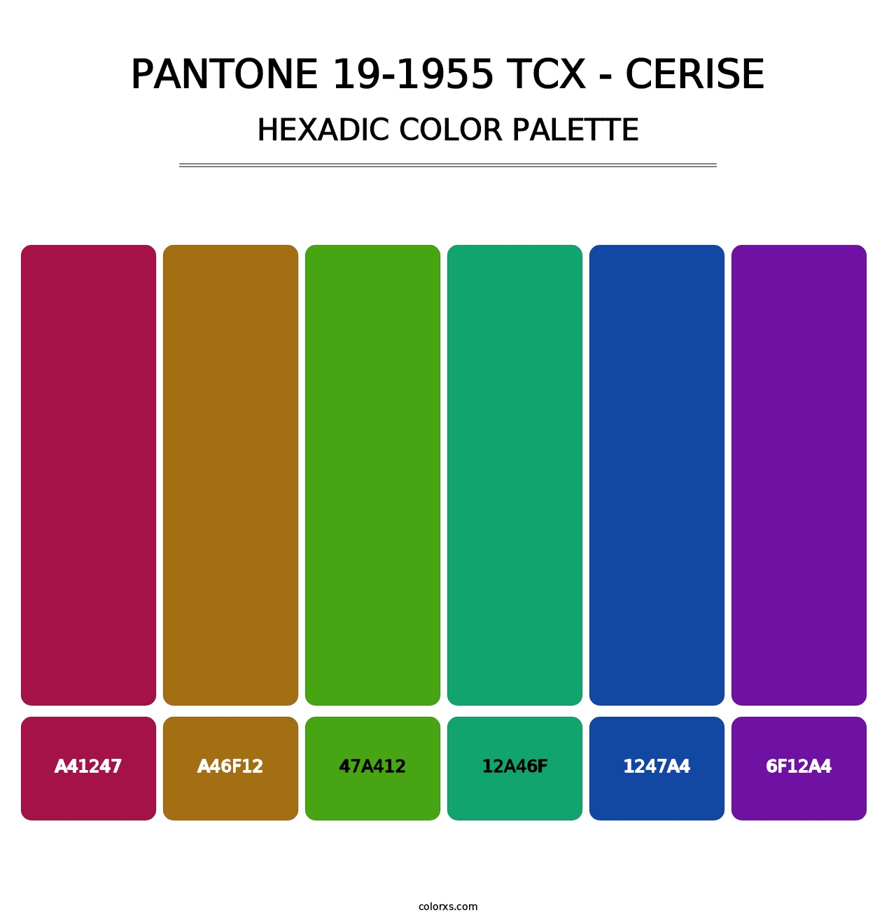 PANTONE 19-1955 TCX - Cerise - Hexadic Color Palette