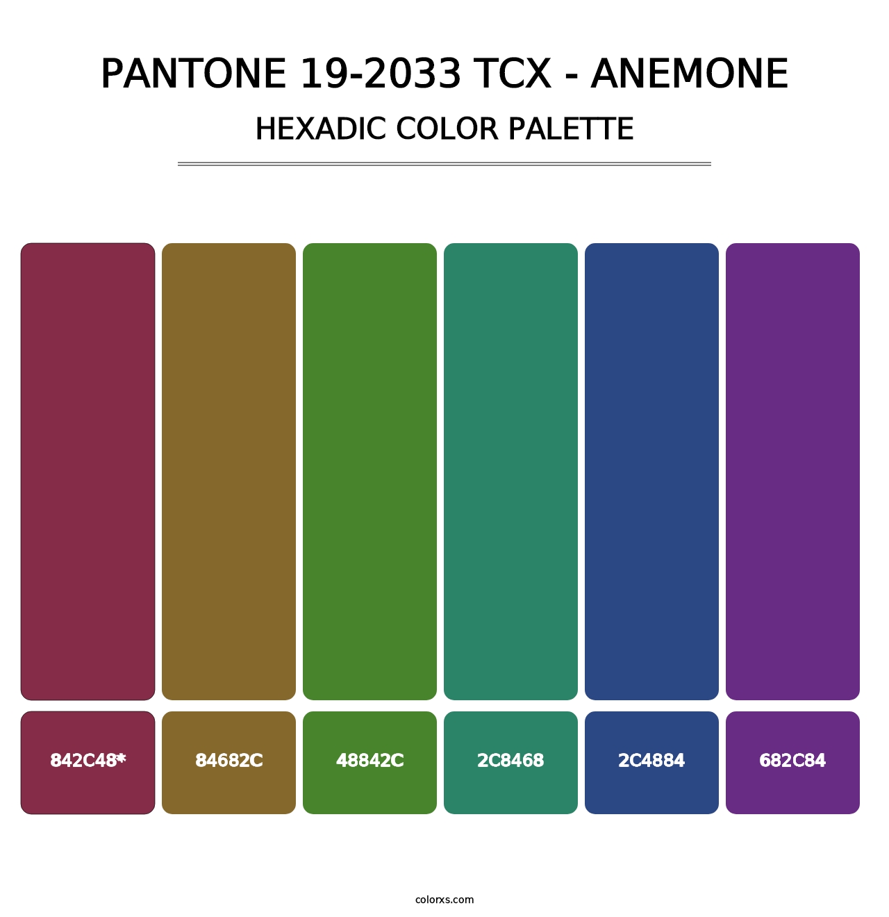 PANTONE 19-2033 TCX - Anemone - Hexadic Color Palette