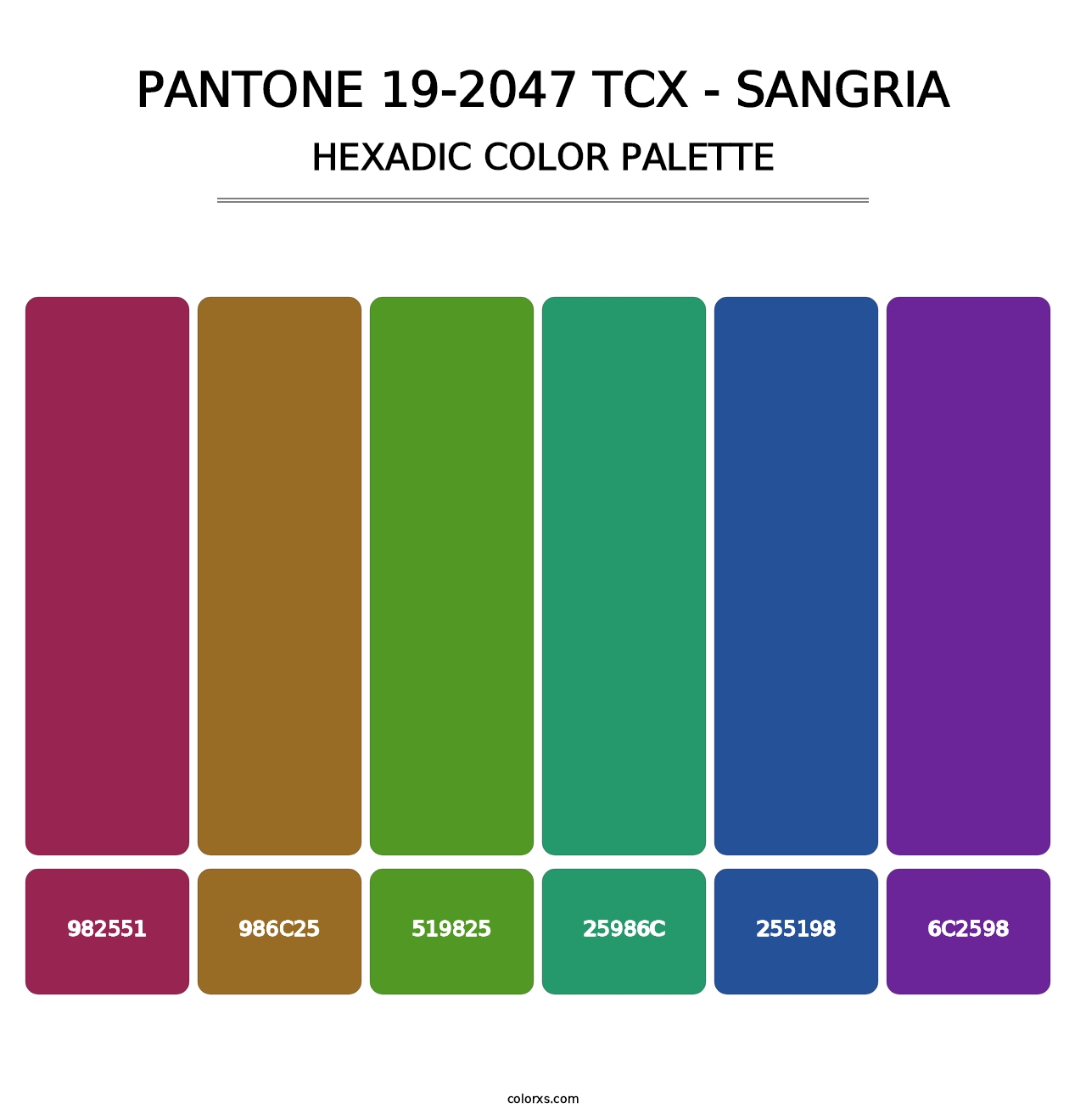 PANTONE 19-2047 TCX - Sangria - Hexadic Color Palette