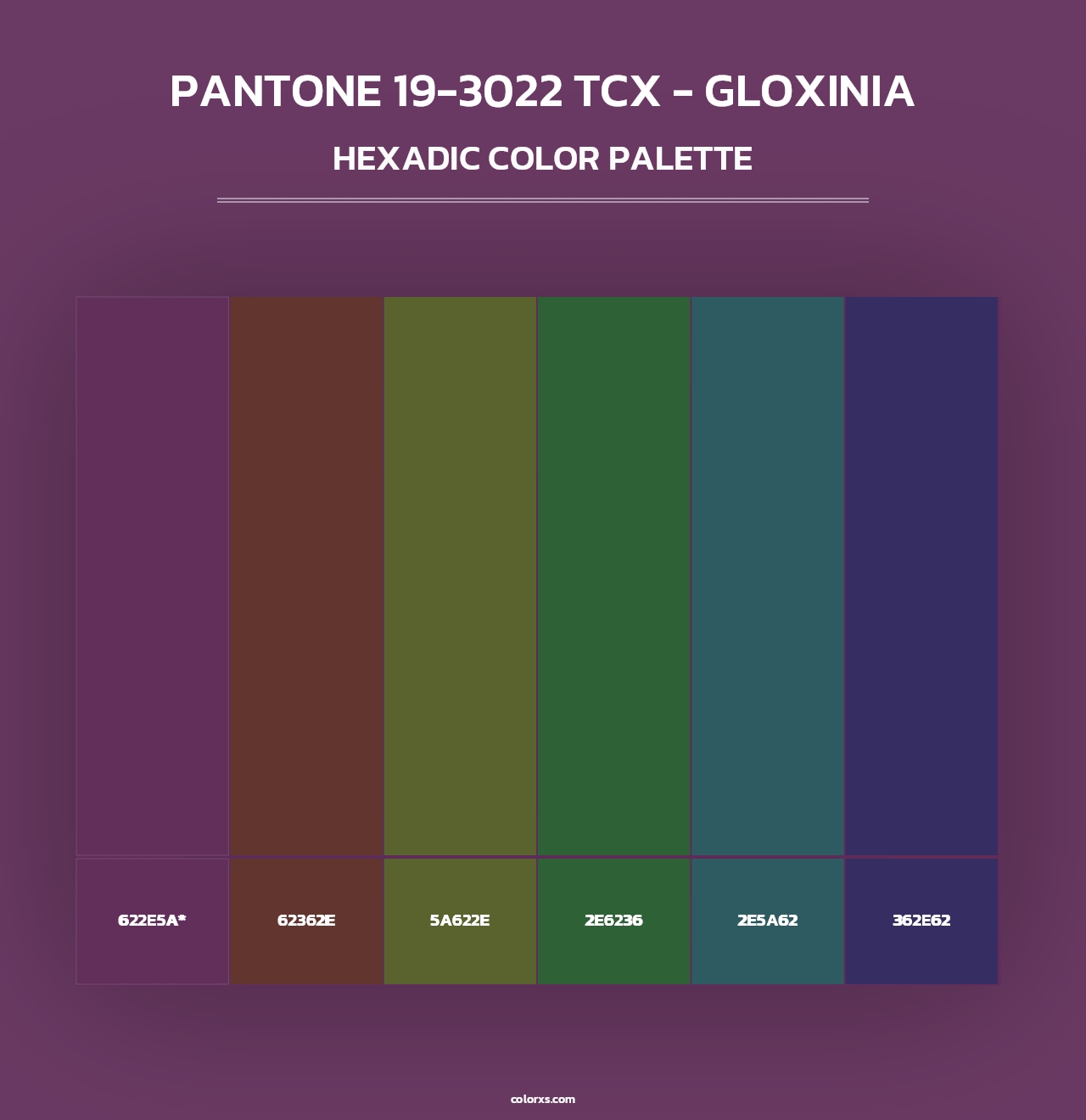 PANTONE 19-3022 TCX - Gloxinia - Hexadic Color Palette