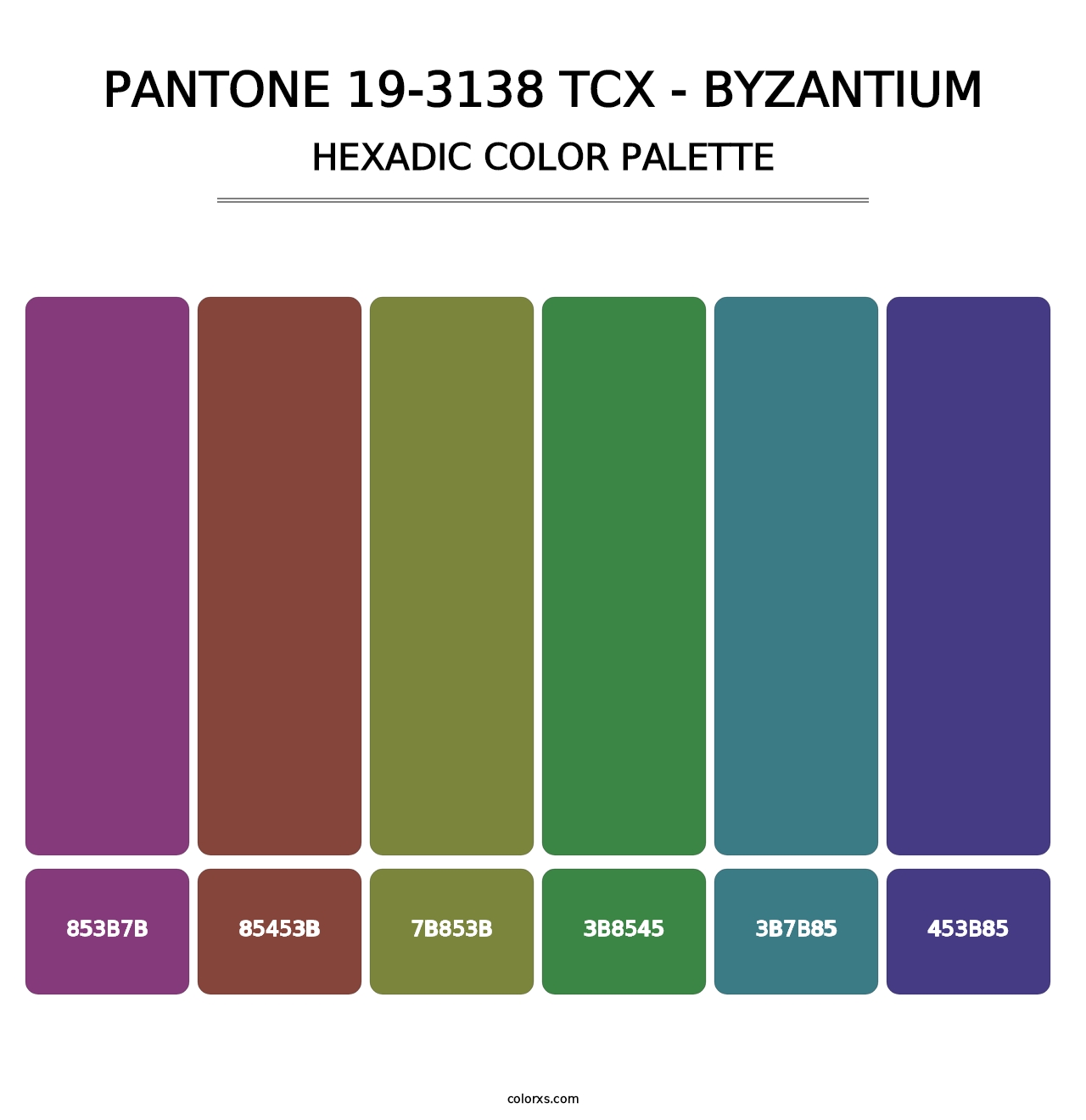 PANTONE 19-3138 TCX - Byzantium - Hexadic Color Palette