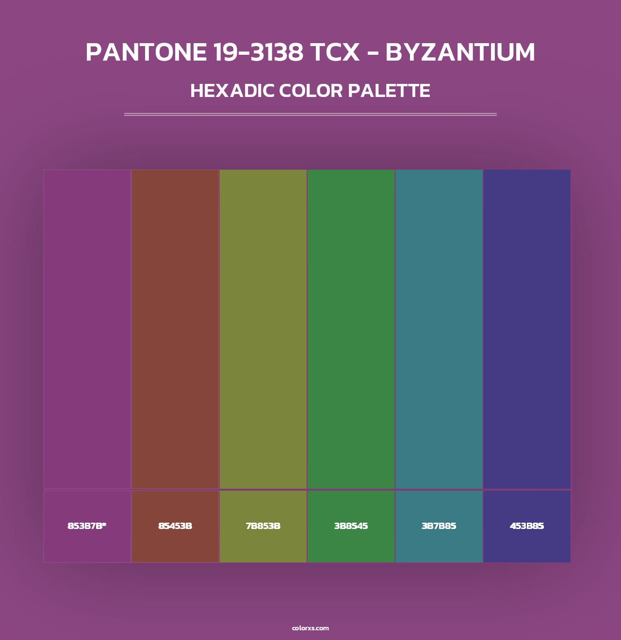 PANTONE 19-3138 TCX - Byzantium - Hexadic Color Palette