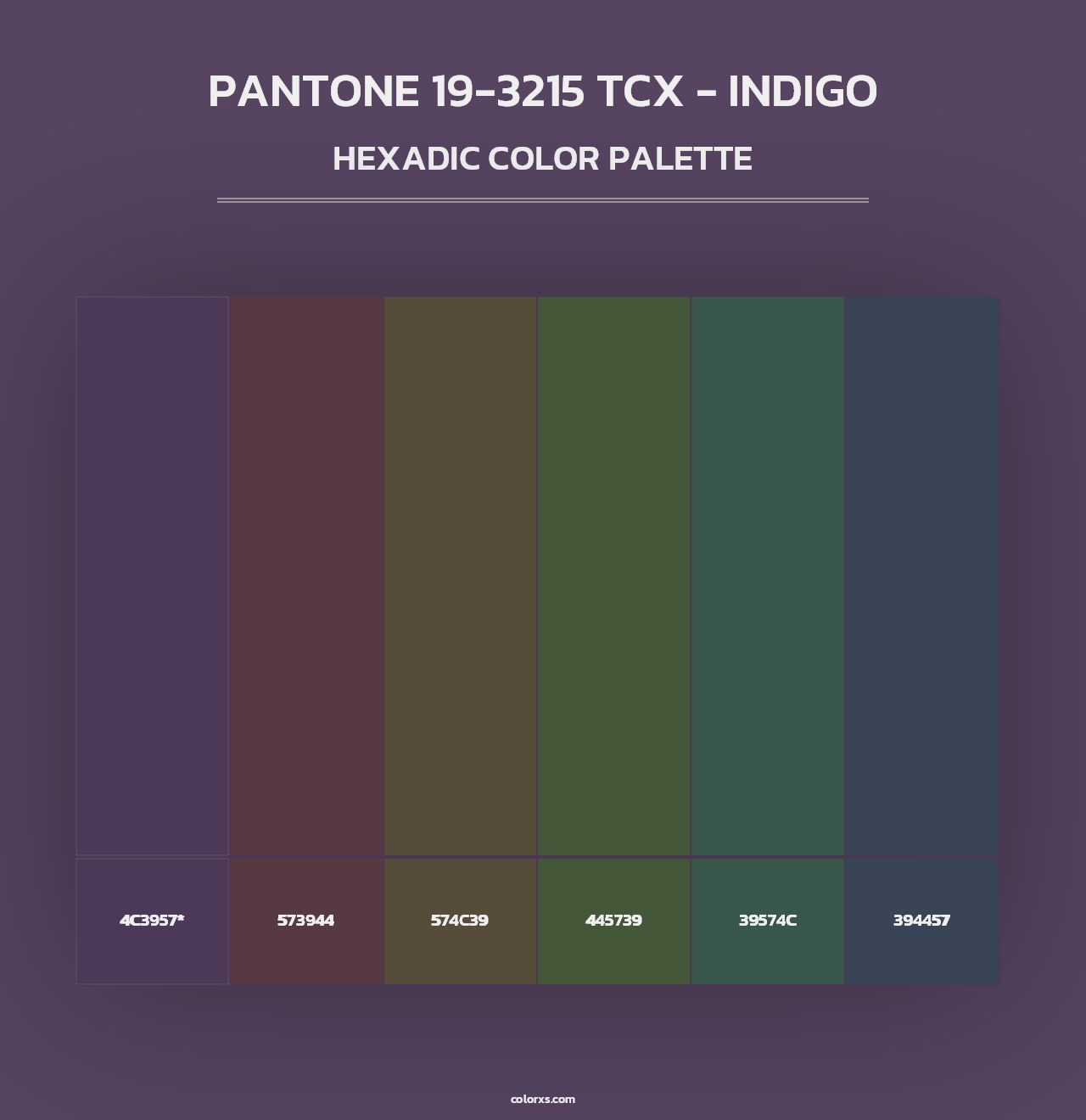 PANTONE 19-3215 TCX - Indigo - Hexadic Color Palette