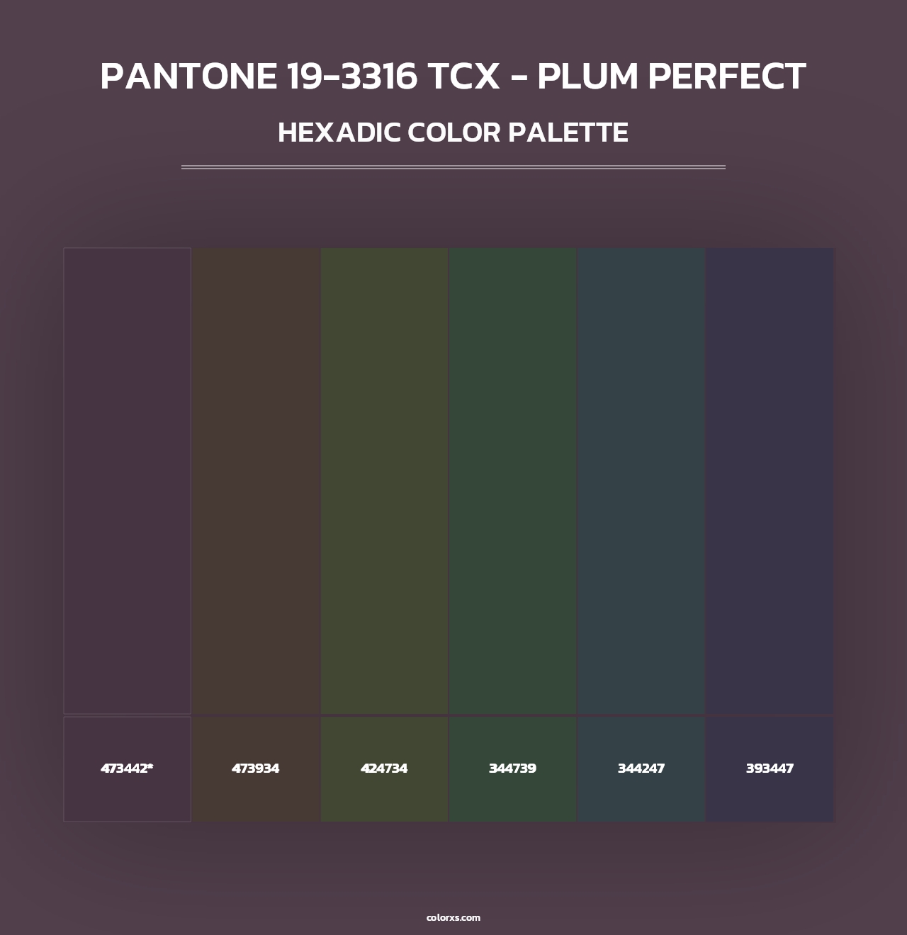 PANTONE 19-3316 TCX - Plum Perfect - Hexadic Color Palette