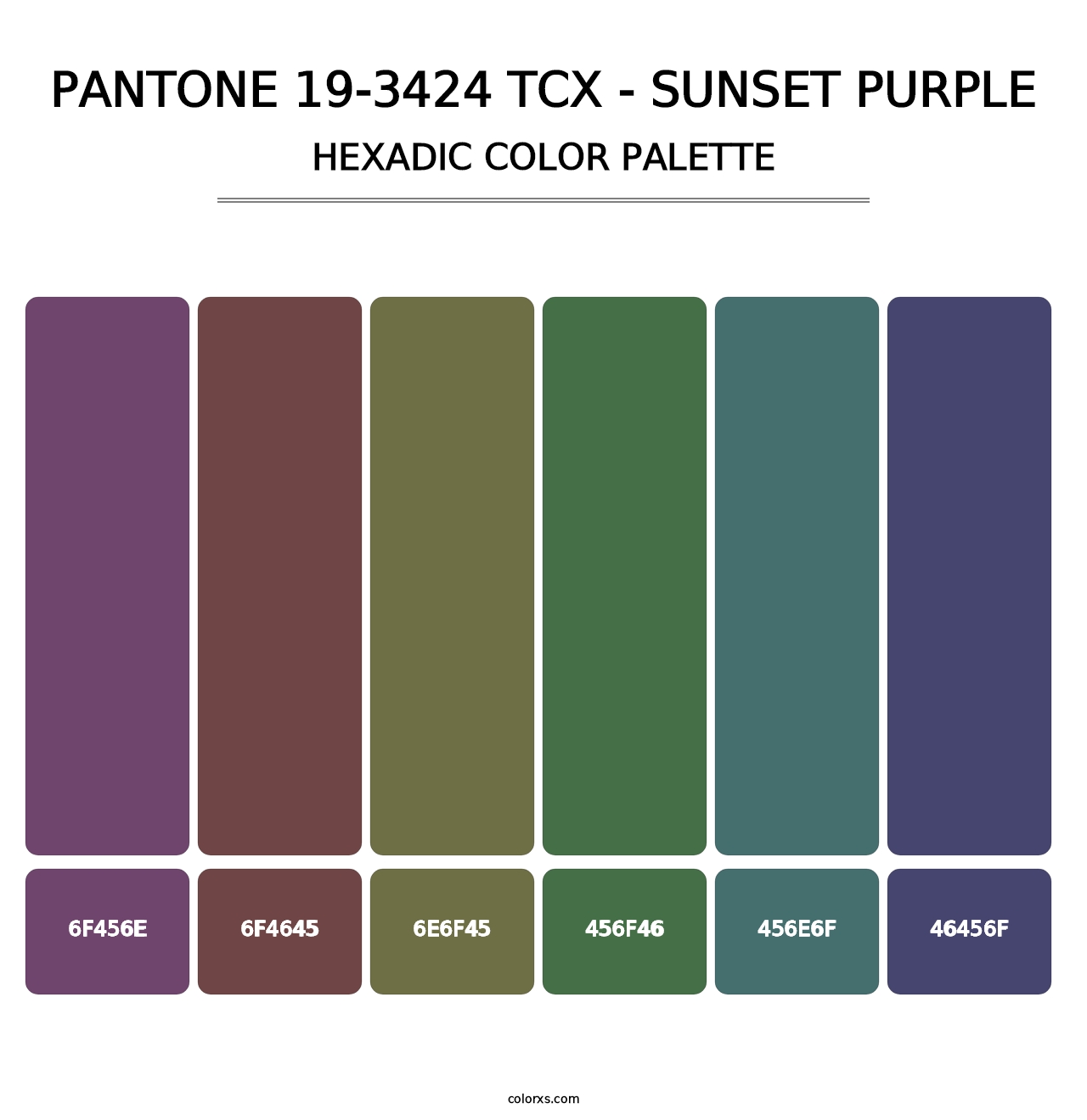 PANTONE 19-3424 TCX - Sunset Purple - Hexadic Color Palette