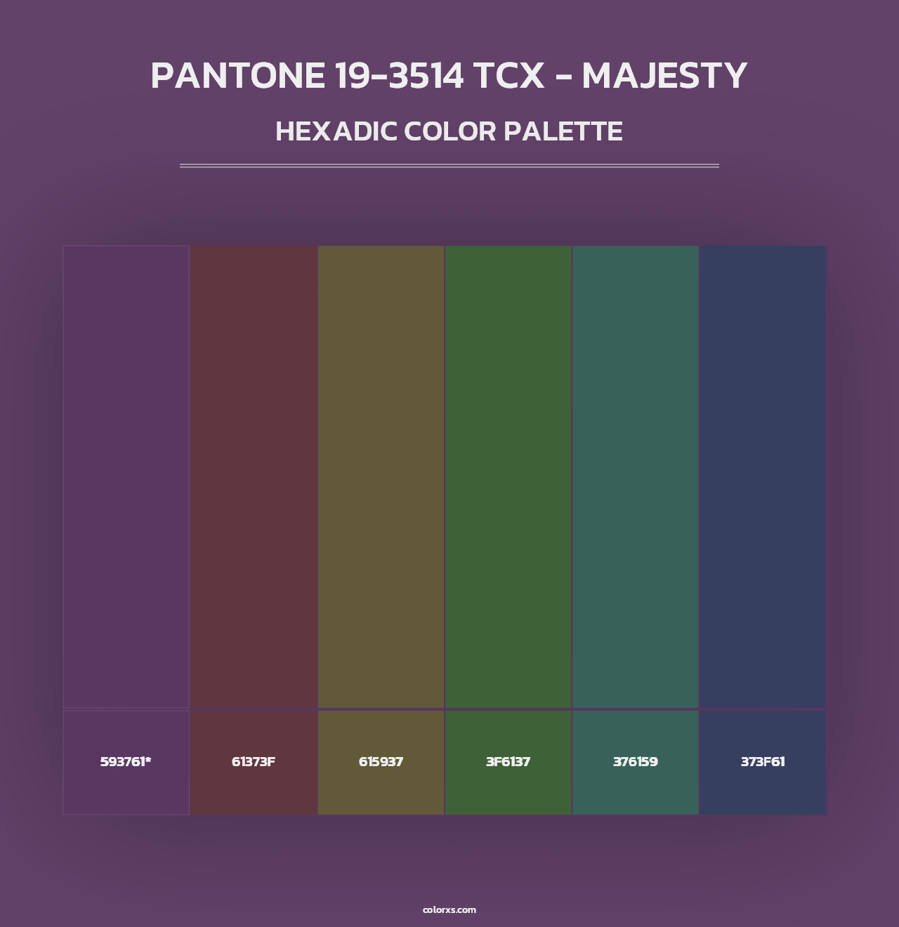 PANTONE 19-3514 TCX - Majesty - Hexadic Color Palette