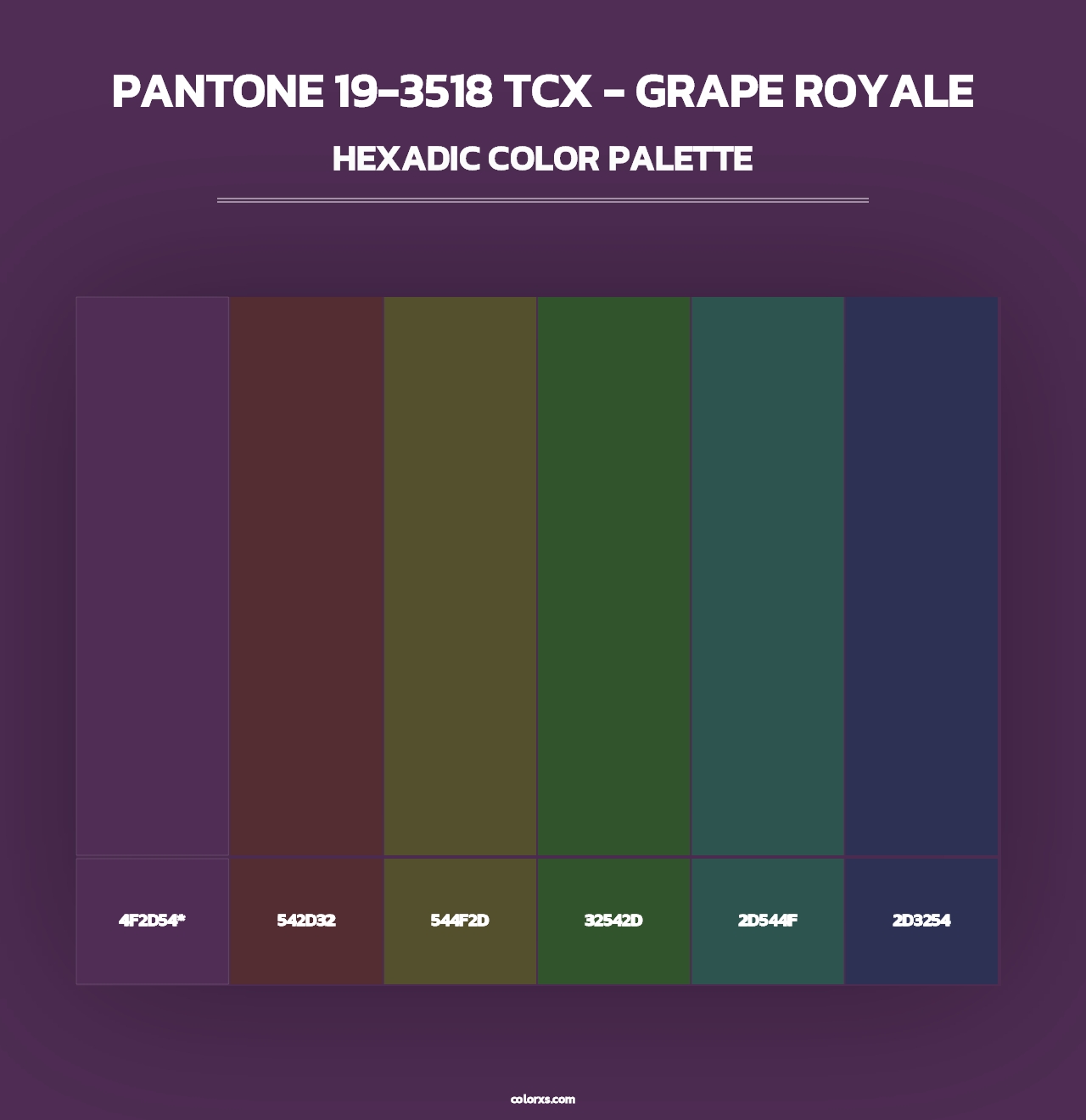 PANTONE 19-3518 TCX - Grape Royale - Hexadic Color Palette