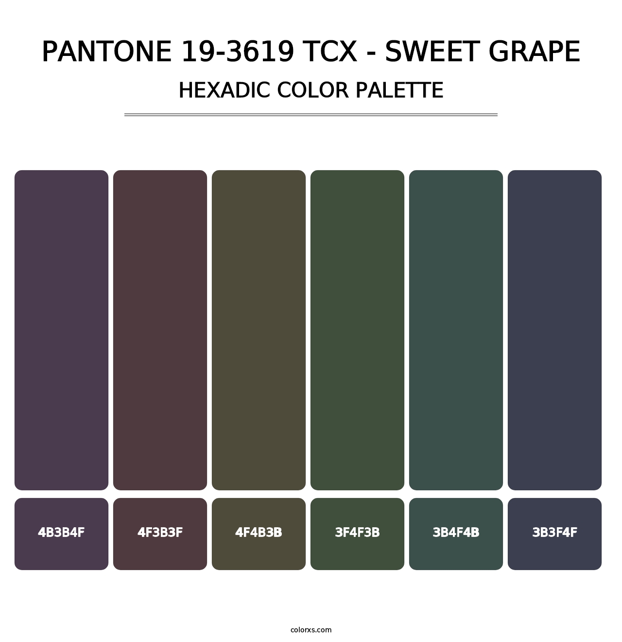 PANTONE 19-3619 TCX - Sweet Grape - Hexadic Color Palette