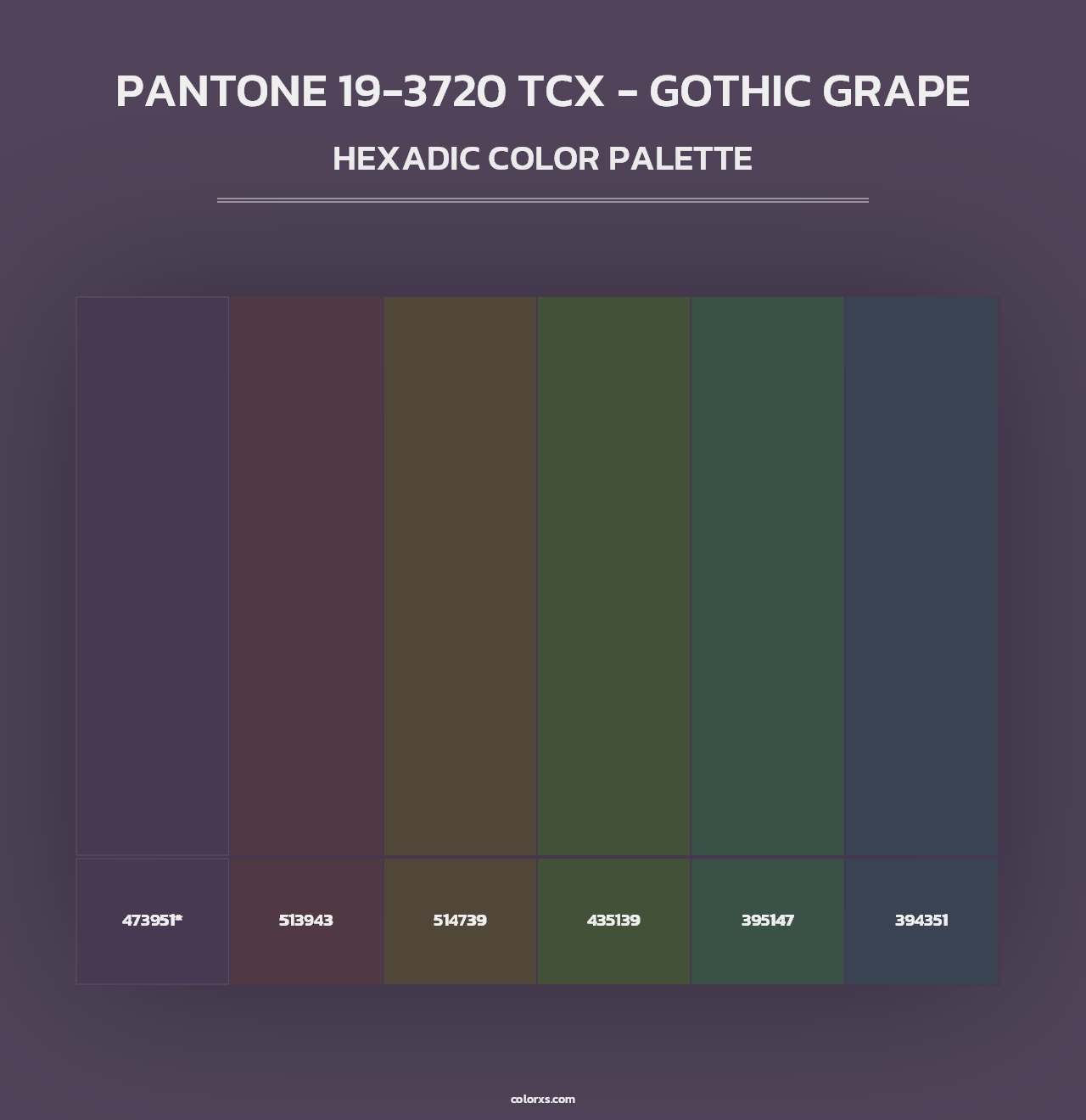 PANTONE 19-3720 TCX - Gothic Grape - Hexadic Color Palette
