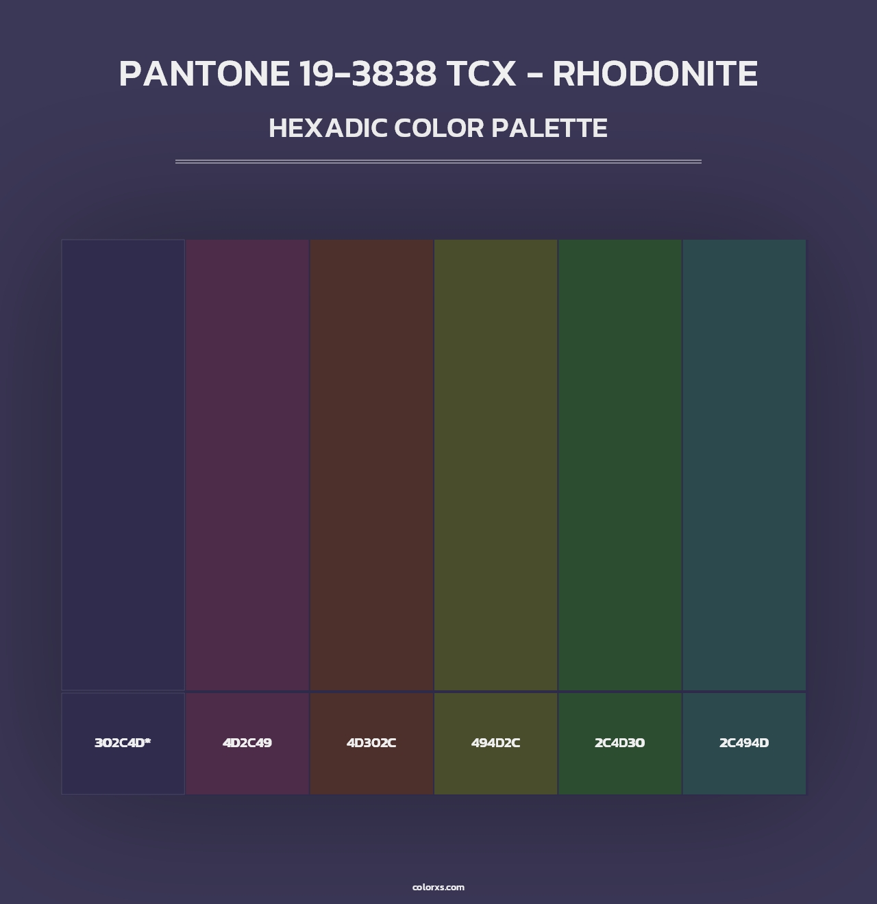 PANTONE 19-3838 TCX - Rhodonite - Hexadic Color Palette
