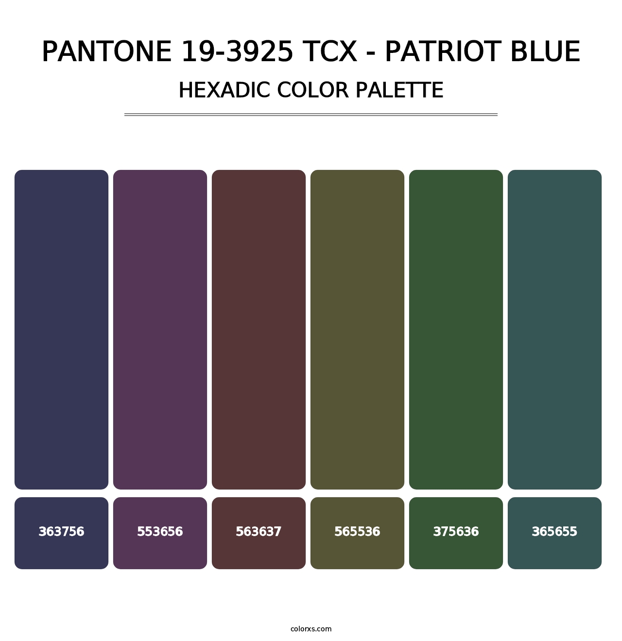 PANTONE 19-3925 TCX - Patriot Blue - Hexadic Color Palette