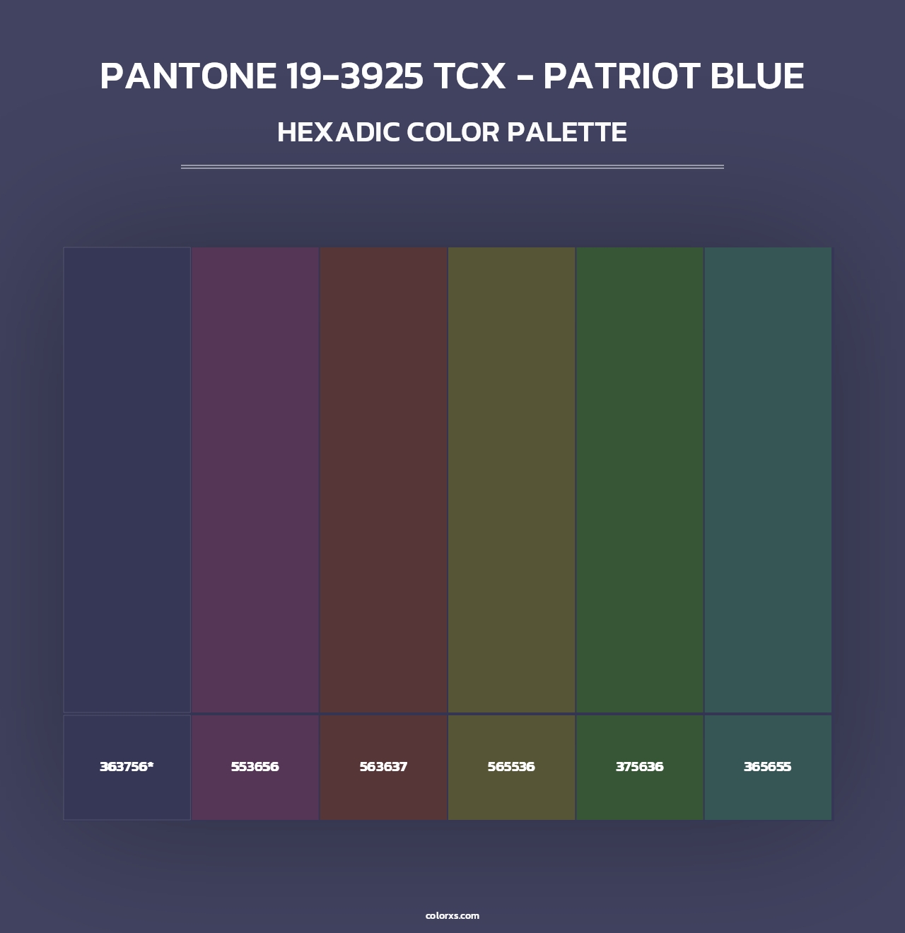 PANTONE 19-3925 TCX - Patriot Blue - Hexadic Color Palette