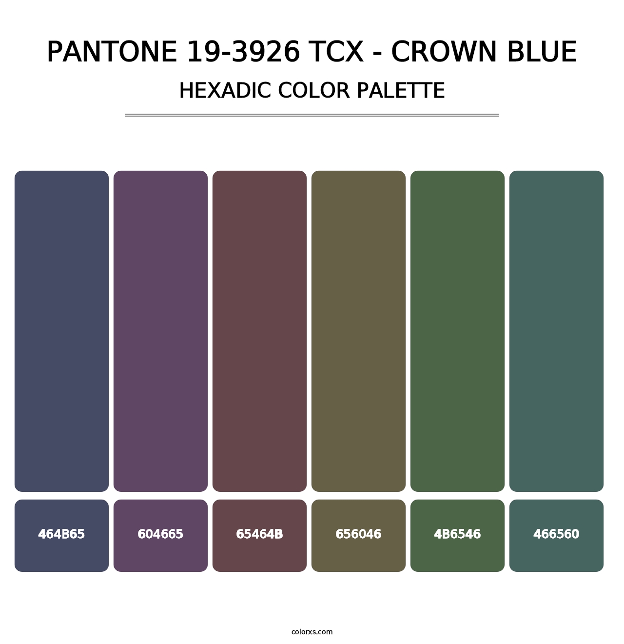PANTONE 19-3926 TCX - Crown Blue - Hexadic Color Palette