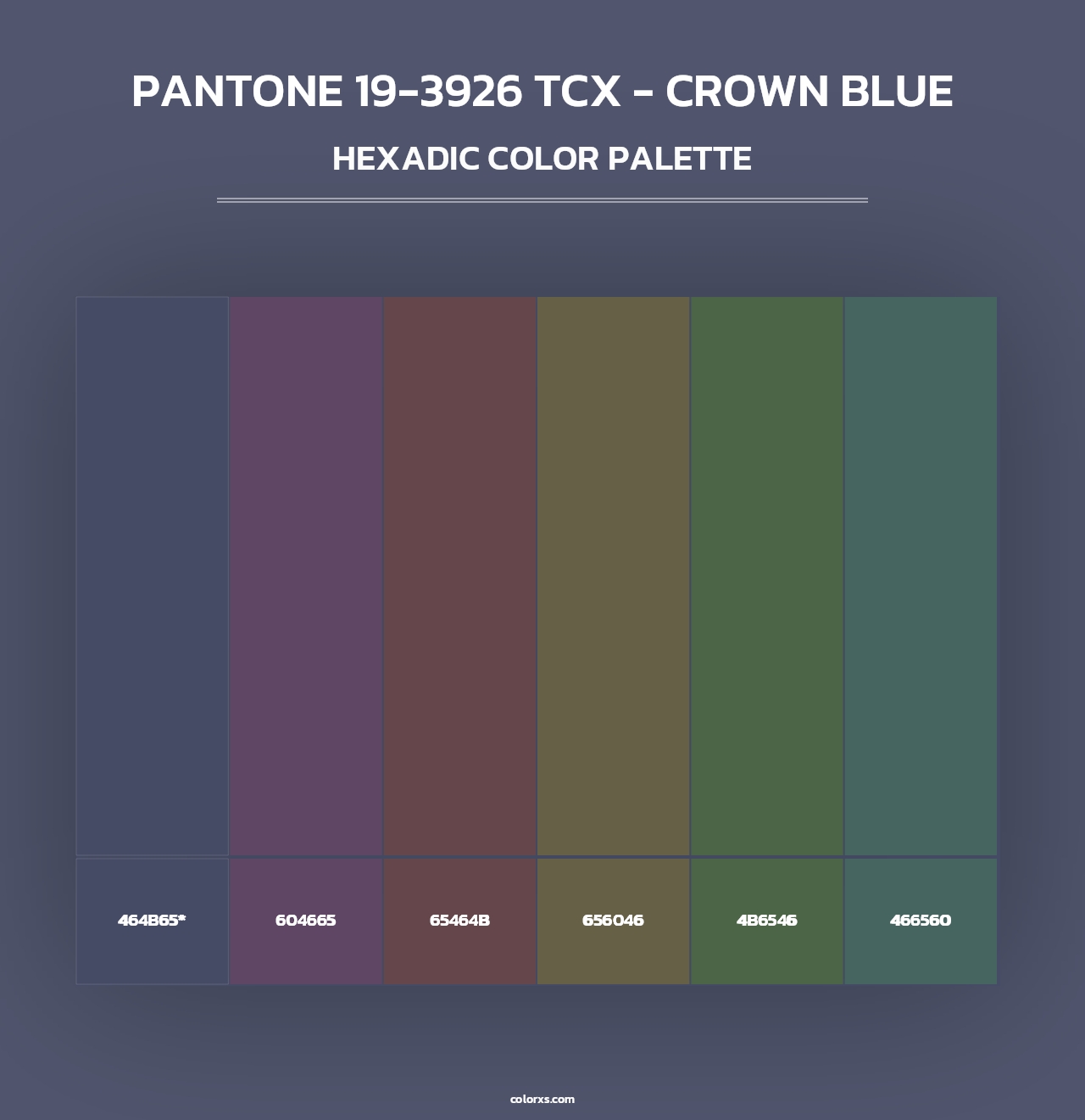 PANTONE 19-3926 TCX - Crown Blue - Hexadic Color Palette