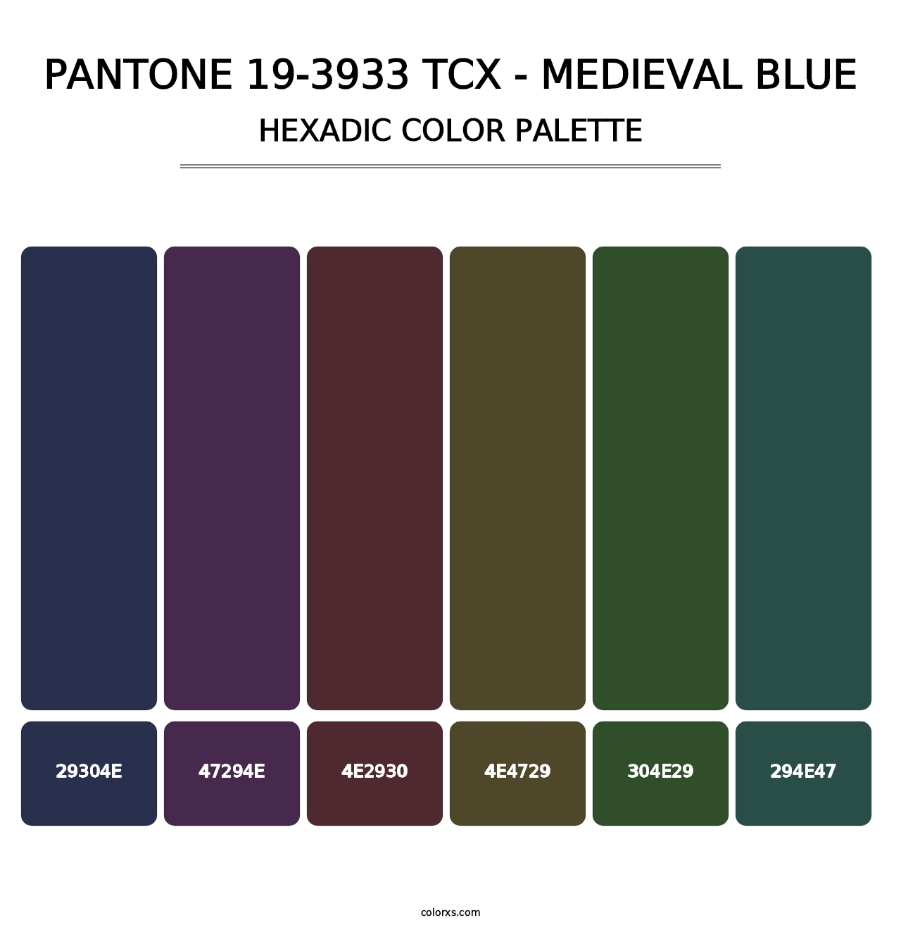 PANTONE 19-3933 TCX - Medieval Blue - Hexadic Color Palette