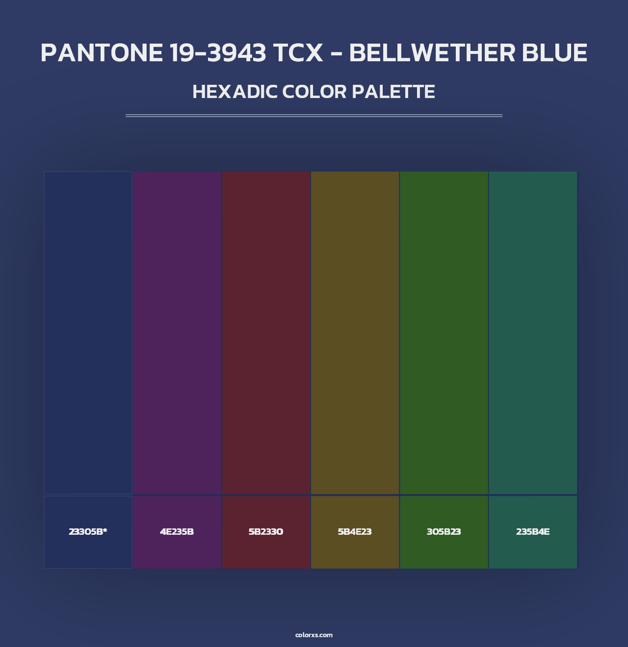 PANTONE 19-3943 TCX - Bellwether Blue - Hexadic Color Palette