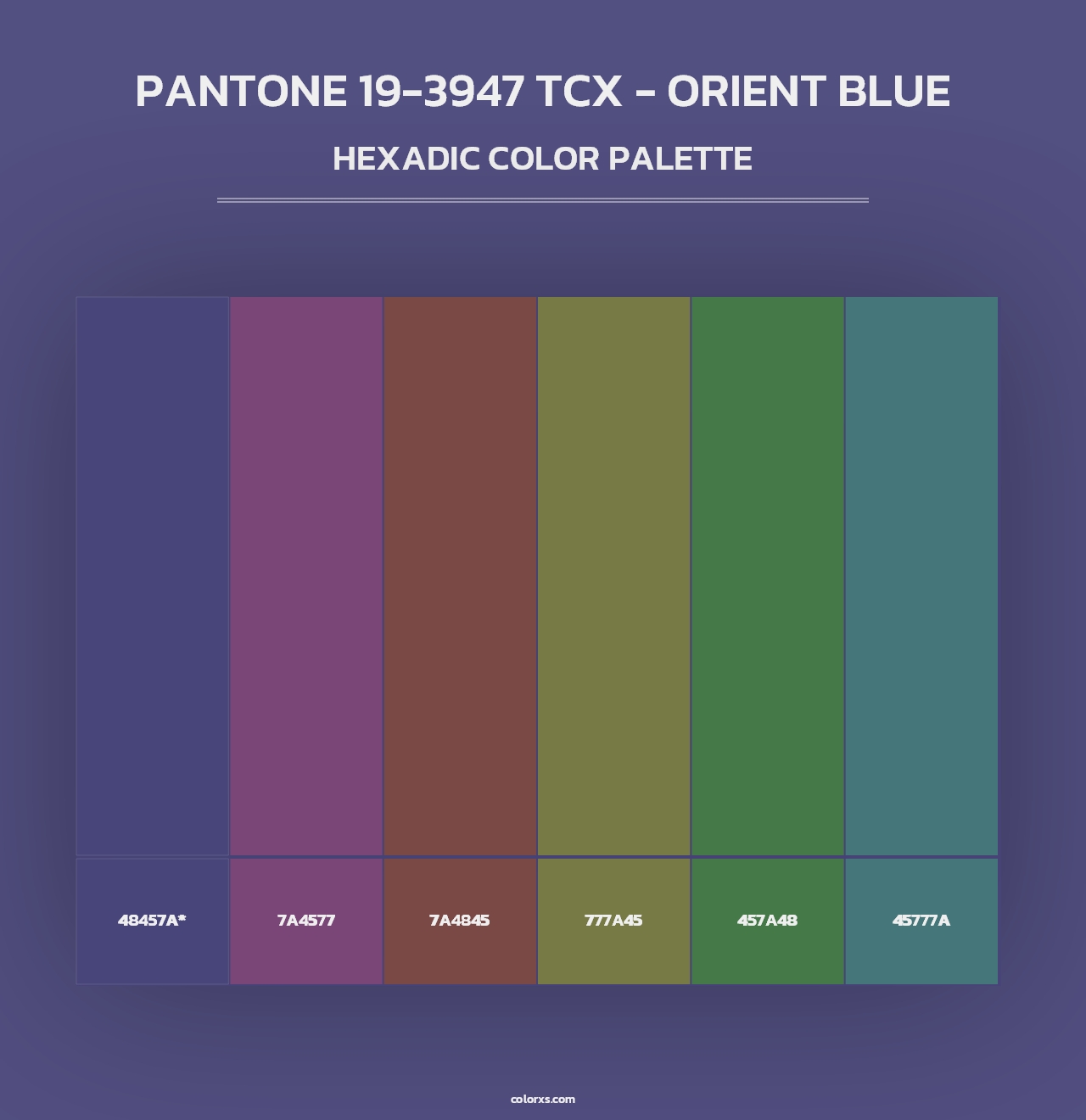 PANTONE 19-3947 TCX - Orient Blue - Hexadic Color Palette